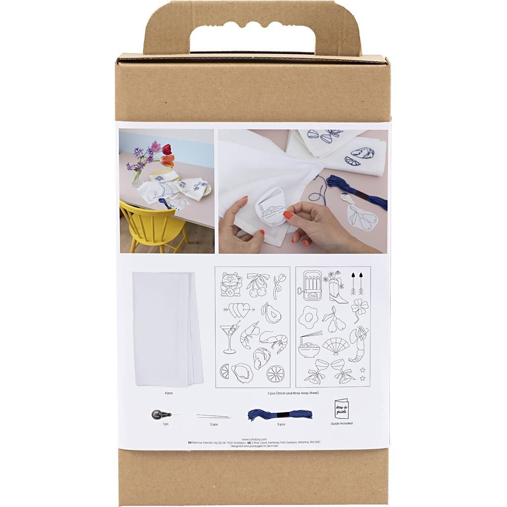 Kreativ Set Sticken, Servietten, Creme Bild 2