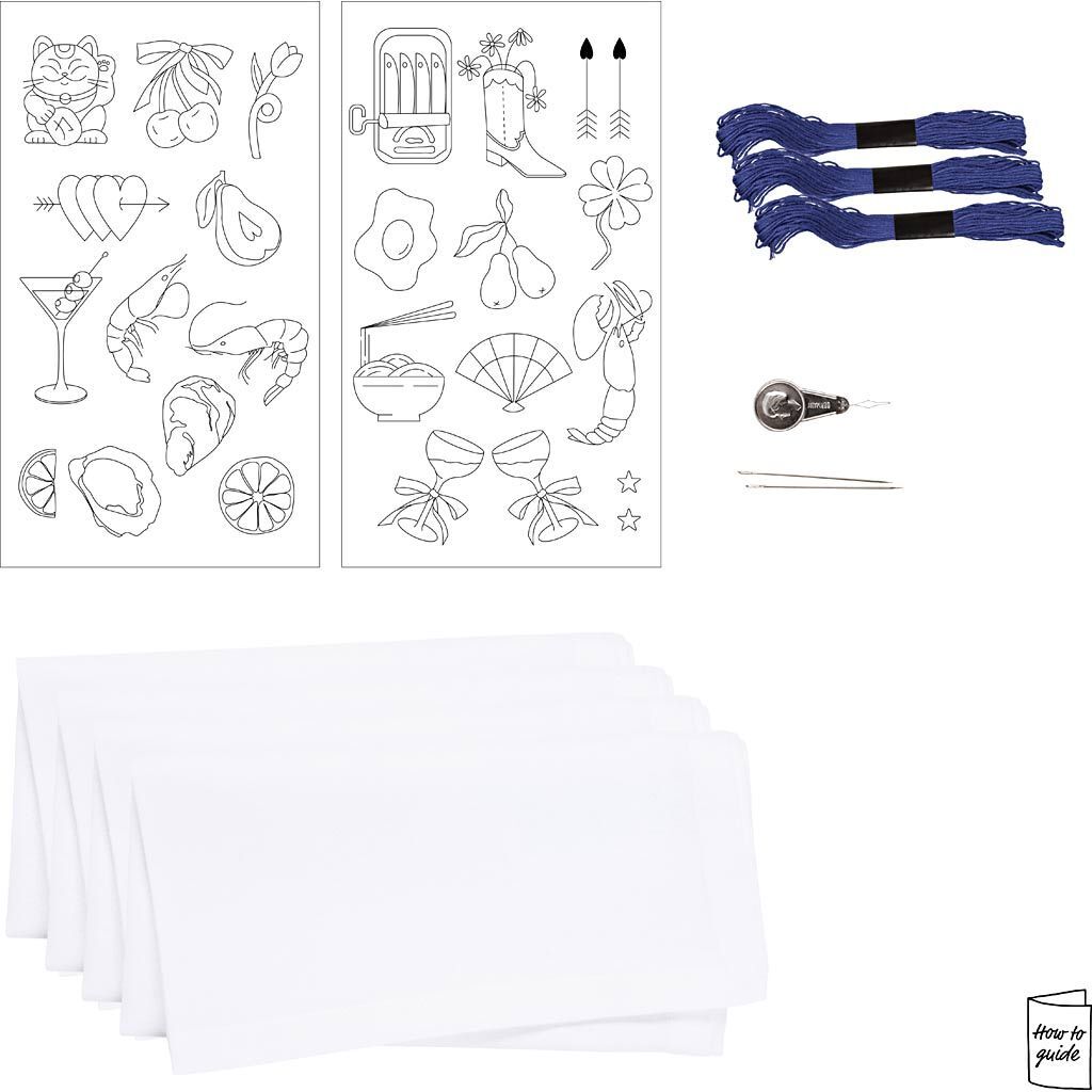 Kreativ Set Sticken, Servietten, Creme Bild 3