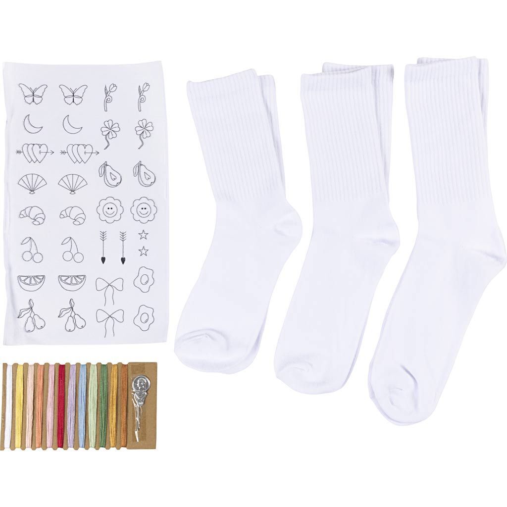 Kreativ Set Sticken, Socken, Wei� Bild 3