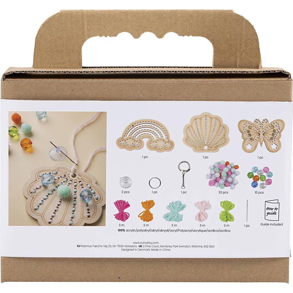 Kreativ Set Sticken, Schmetterling, Muschel, Regenbogen, Sortierte Farben Bild 2