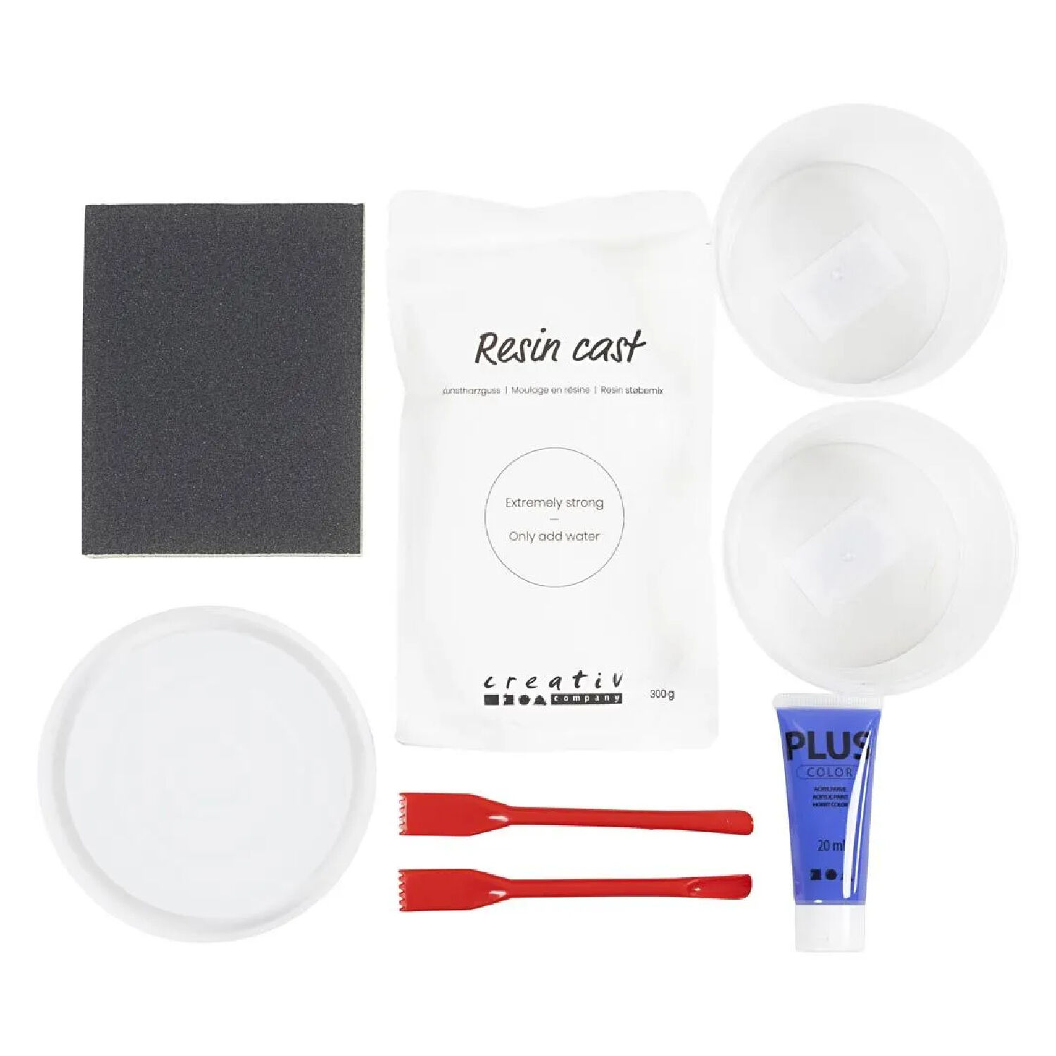 NEU Kreativ-Set Harzgieen, Rundes Tablett mit Marmorierung, Blau, Wei Bild 2
