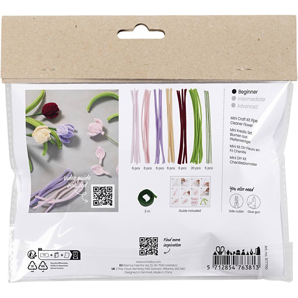 Kreativ Set Blumen aus Pfeifenreiniger / Biegepl�sch / Chenilledraht, Tulpen, Sortierte Farben Bild 2