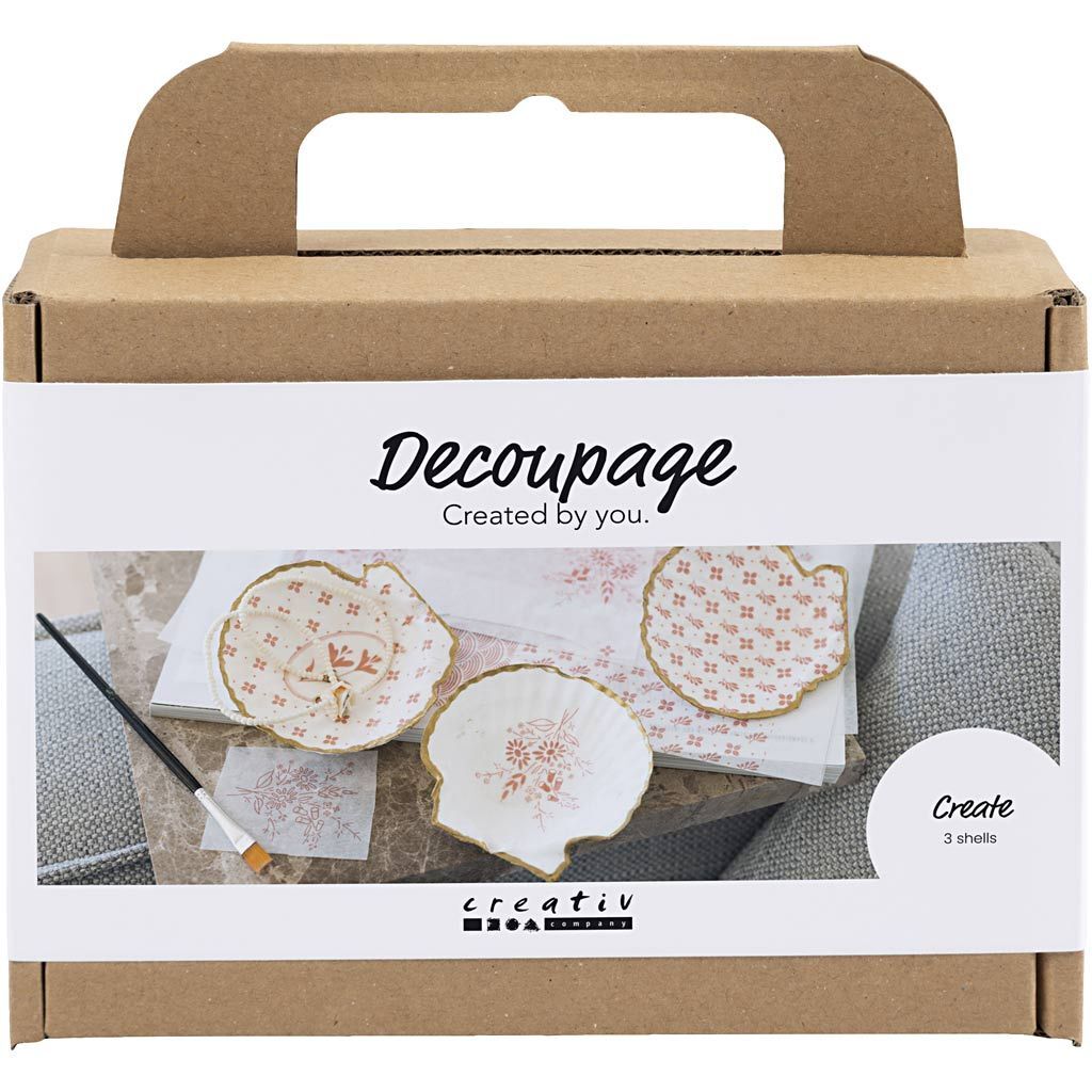 Mini Kreativ Set D�coupage, Muschelschalen, Rosa mattiert