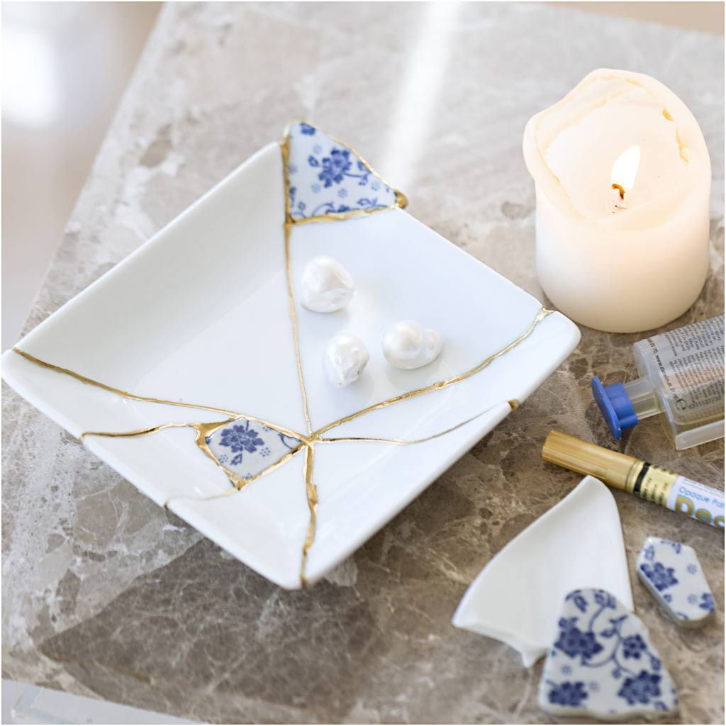 Kreativ Set Kintsugi, Schale, Blau, Gold, Wei� Bild 4