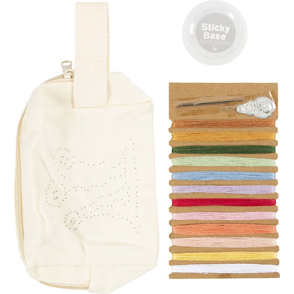 Kreativ Set Sticken, Kosmetiktasche, Creme Bild 3