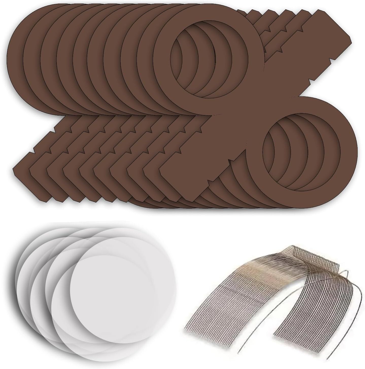 NEU Laternen-Set Braun, 10 runde Laternen-Rohlinge, 10 Bgel & 20 runde Laternenzuschnitte