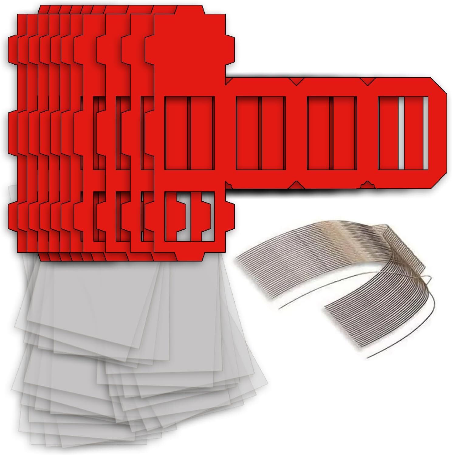 NEU Laternen Bastelset Eckig Rot, 10 rote Rohlinge, 10 Bgel, 25x Transparentpapier 22x51 cm
