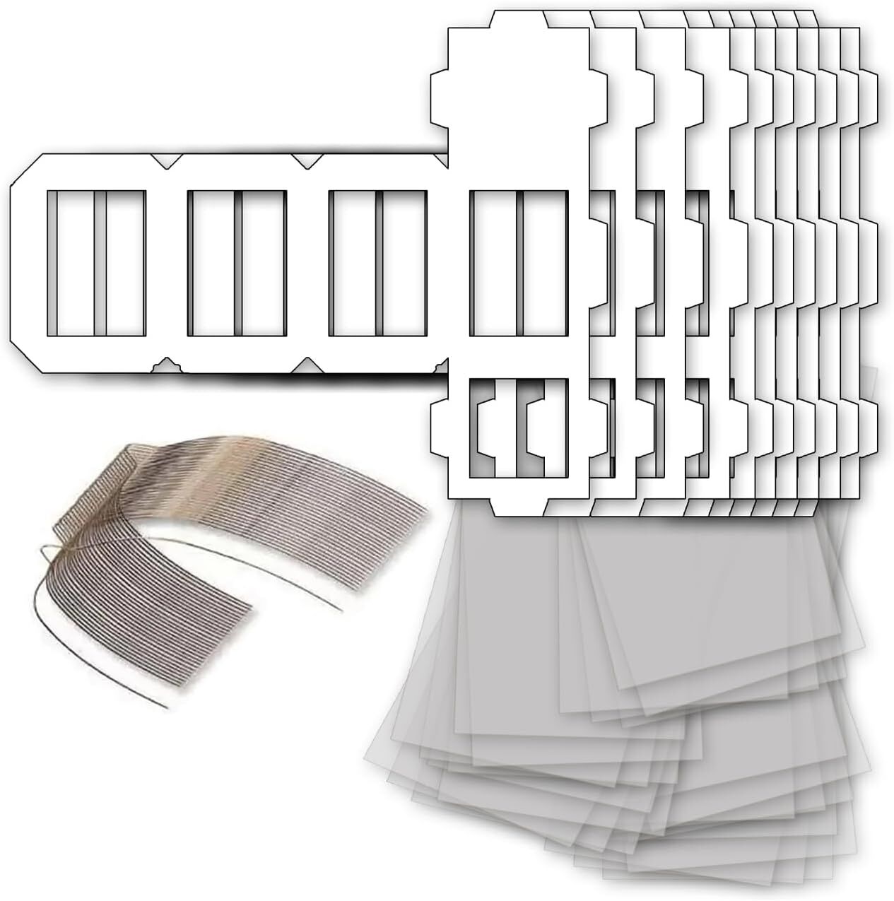 NEU Laternen Bastelset MINI Eckig Wei, 10 weie Rohlinge, 10 Bgel, 25x Transparentpapier 15,5x37 cm
