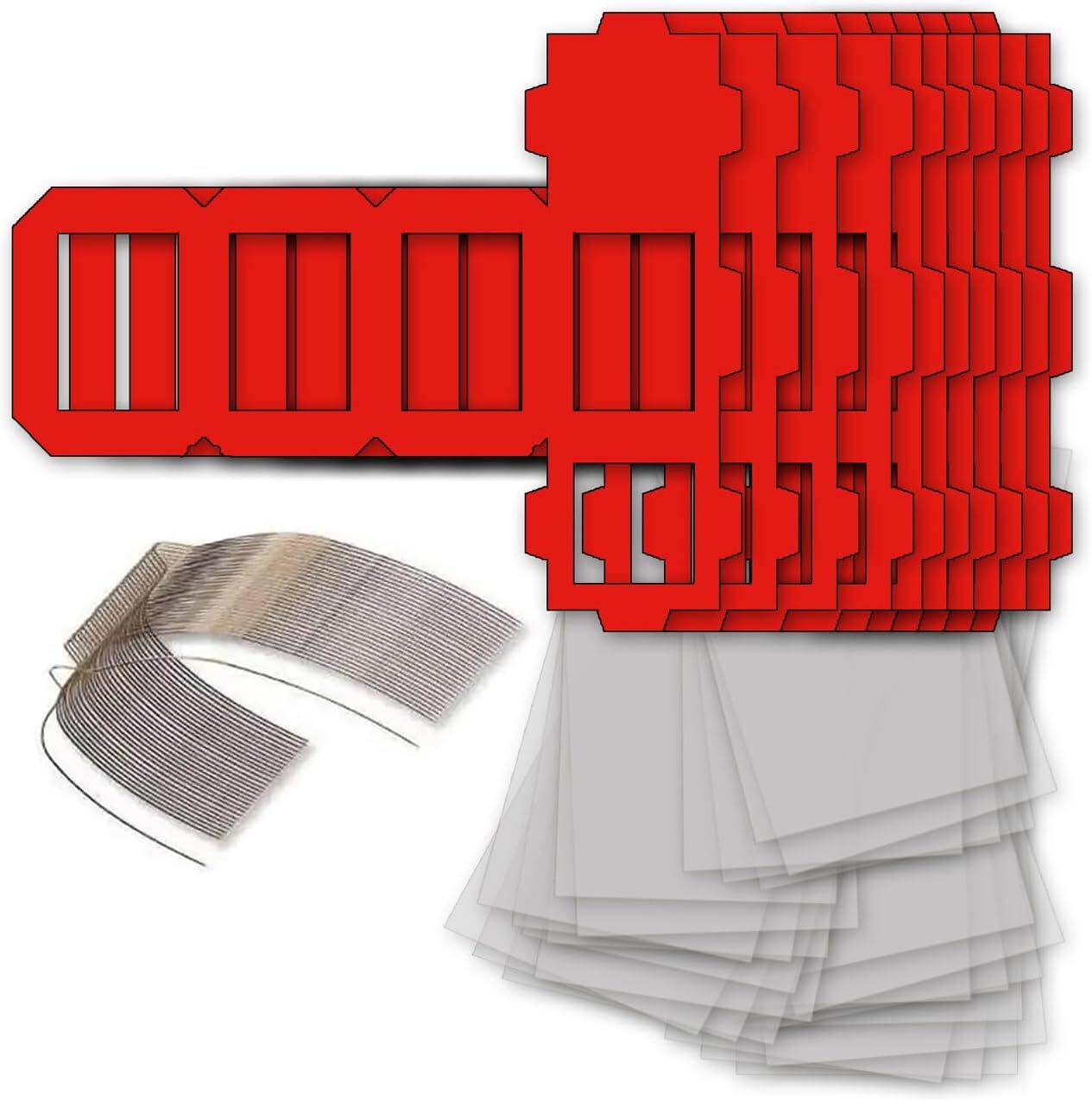 NEU Laternen Bastelset MINI Eckig Rot, 10 rote Rohlinge, 10 Bgel, 25x Transparentpapier 15,5x37 cm