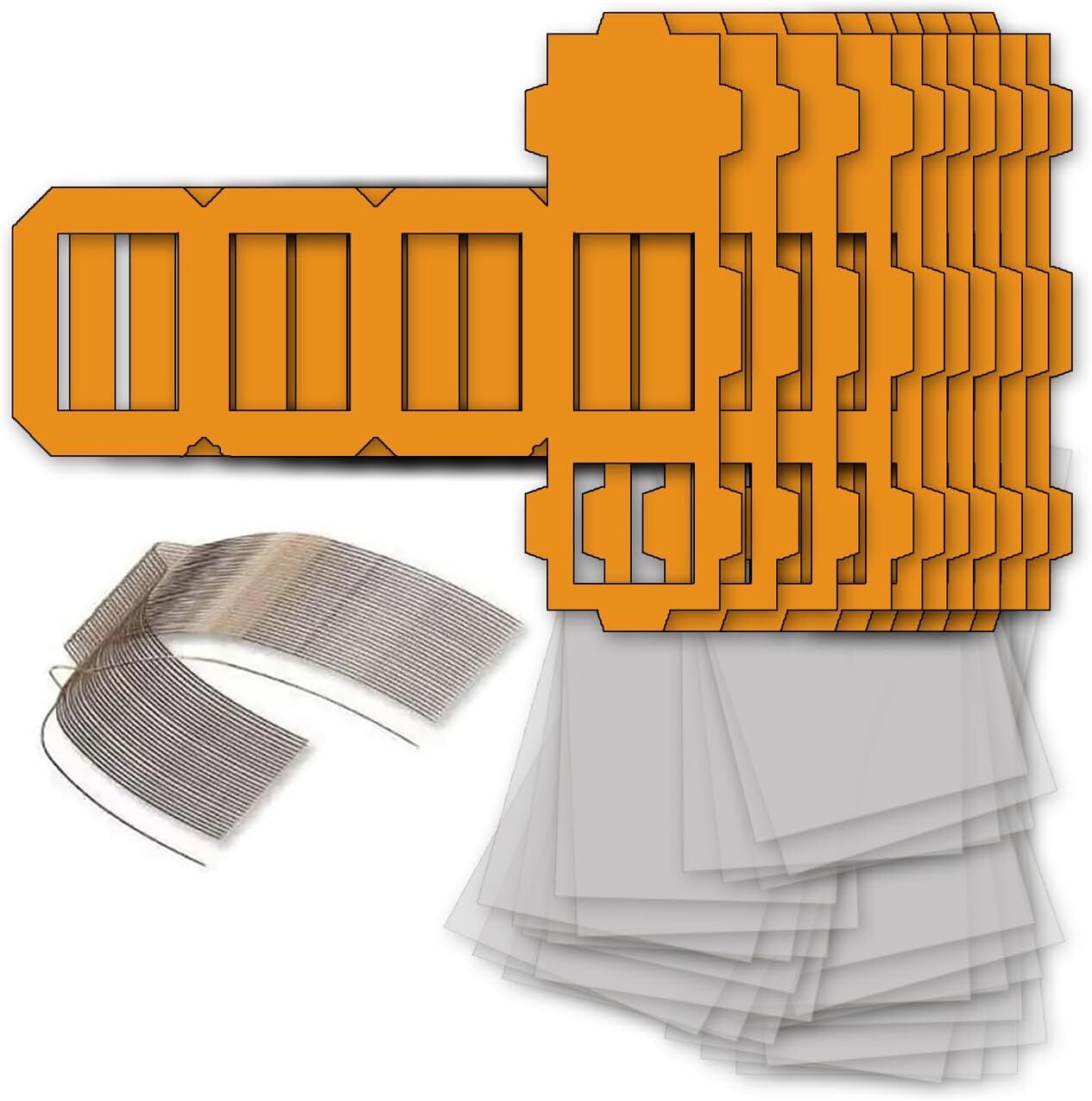 NEU Laternen Bastelset MINI Eckig Orange, 10 orange Rohlinge, 10 Bgel, 25x Transparentpapier 15,5x37 cm