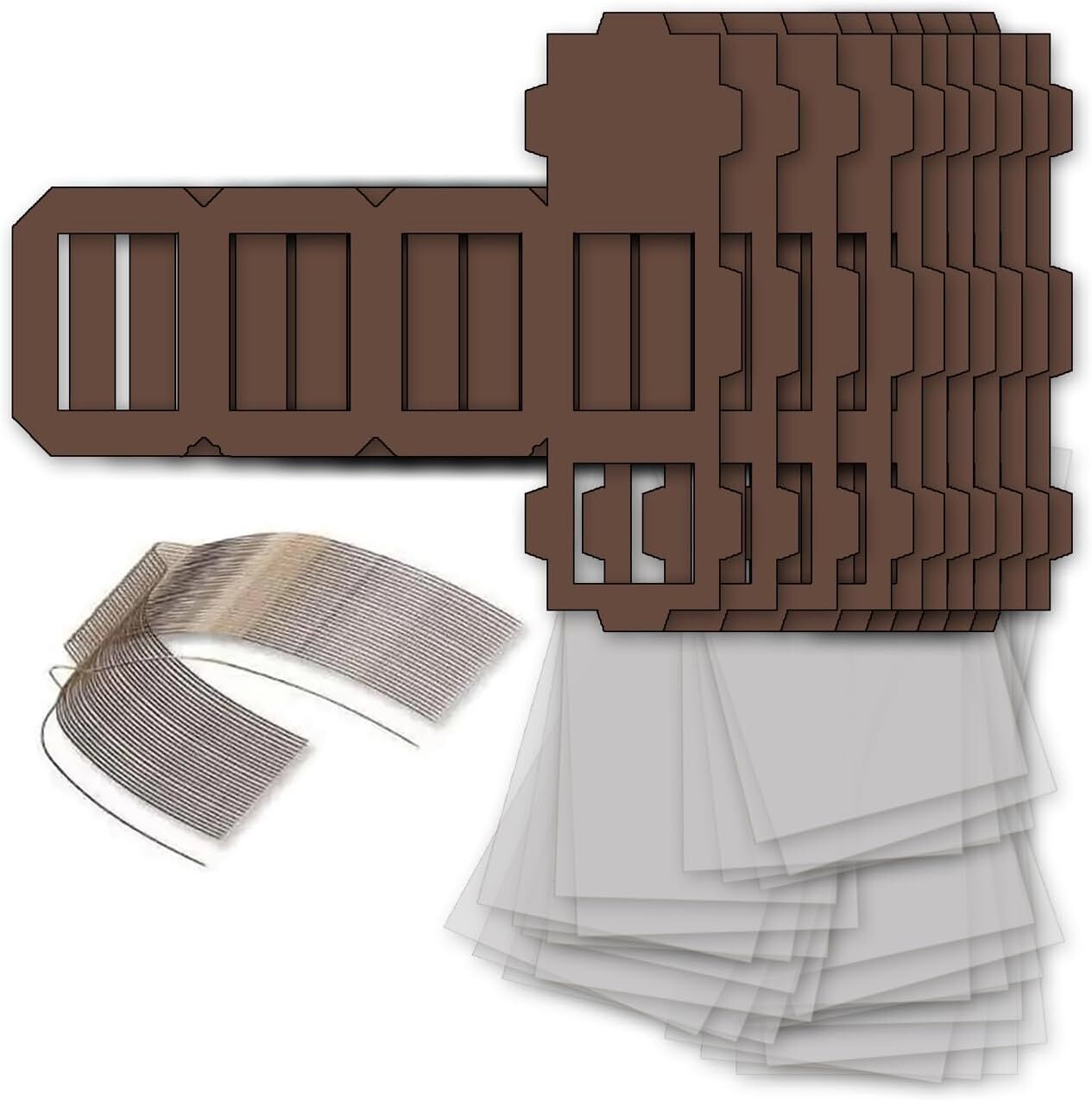 NEU Laternen Bastelset MINI Eckig Braun, 10 braune Rohlinge, 10 Bgel, 25x Transparentpapier 15,5x37 cm