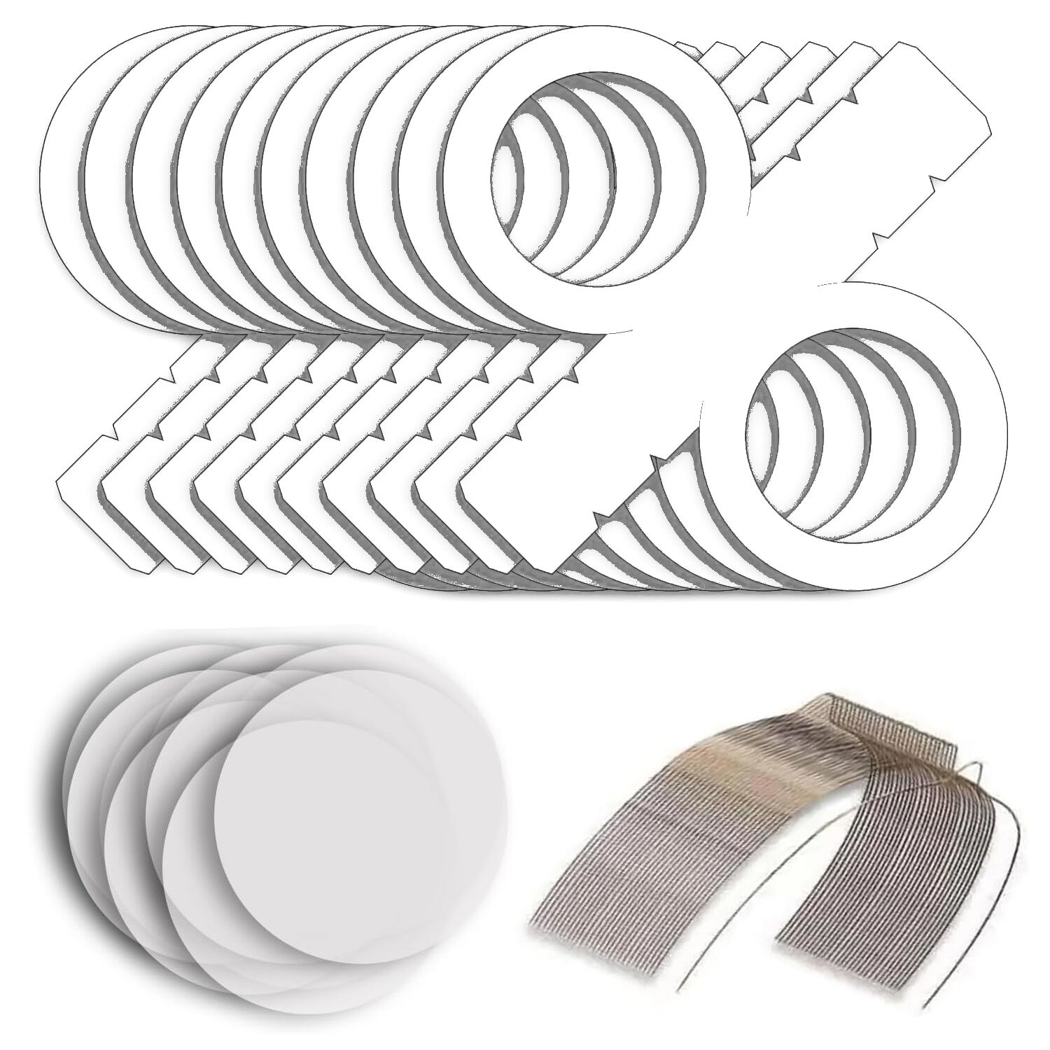 NEU Laternen-Set Wei, 10 runde Laternen-Rohlinge, 10 Bgel & 20 runde Laternenzuschnitte