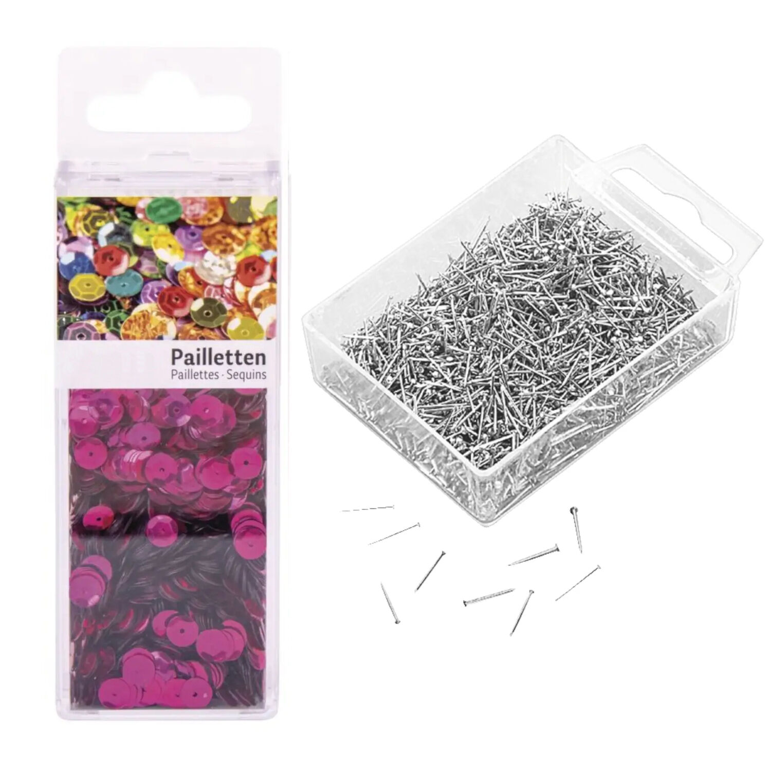 DIY Set Pailletten-Herzring, Kinder-Bastelset, Herzring Styropor 15cm, 1 Pack Pailletten, Stecknadeln 10mm Bild 3