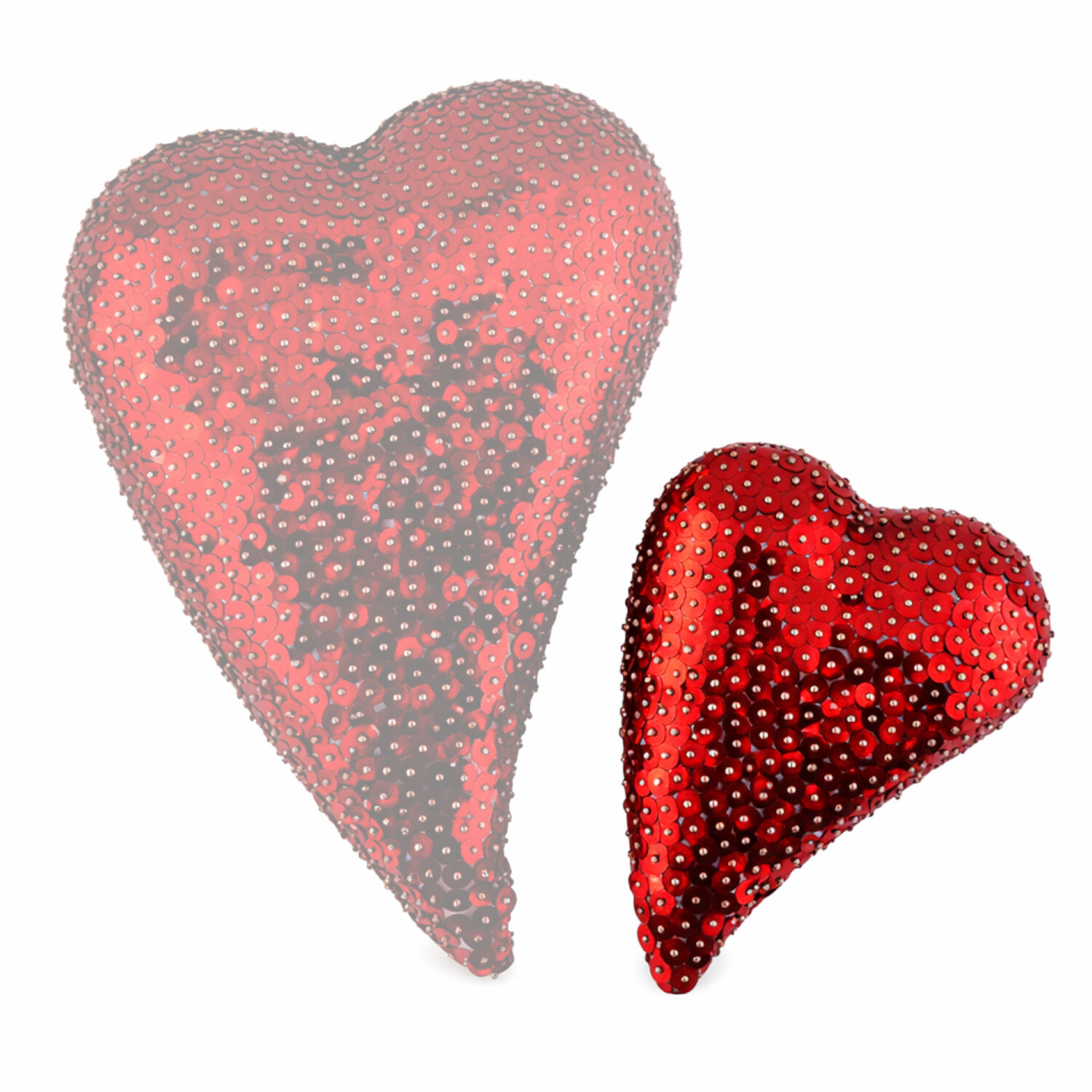 DIY Set Pailletten-Herz, Bastelset Muttertag, 2 Styroporherzen 12cm, 1 Pack Pailletten rot, Stecknadeln 10mm Bild 4