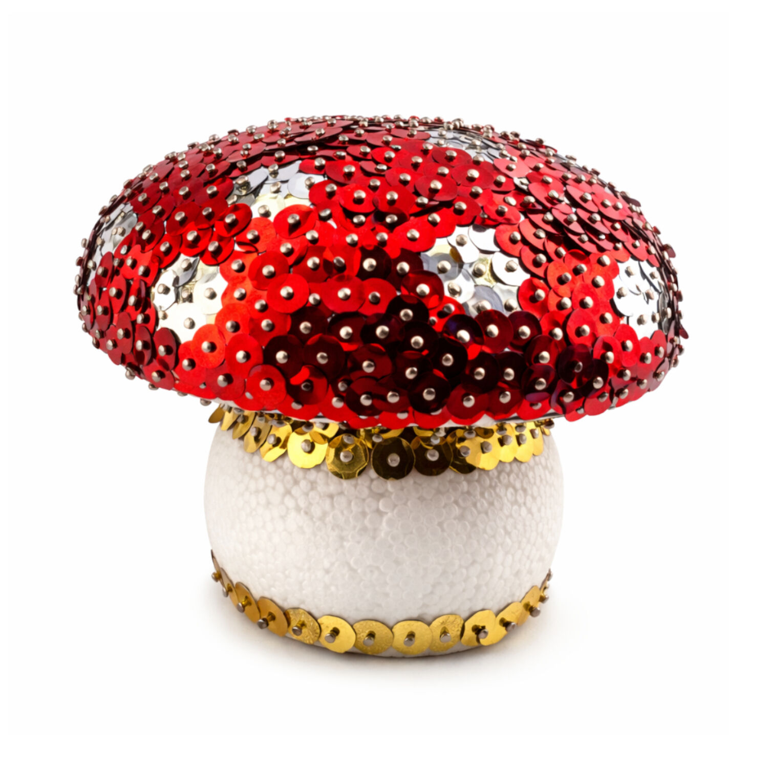 DIY Set Pailletten-Pilze, Kinder-Bastelset, Geschenkset, 10 Styroporpilze 7cm, 3 Pack Pailletten, Stecknadeln 10mm Bild 4