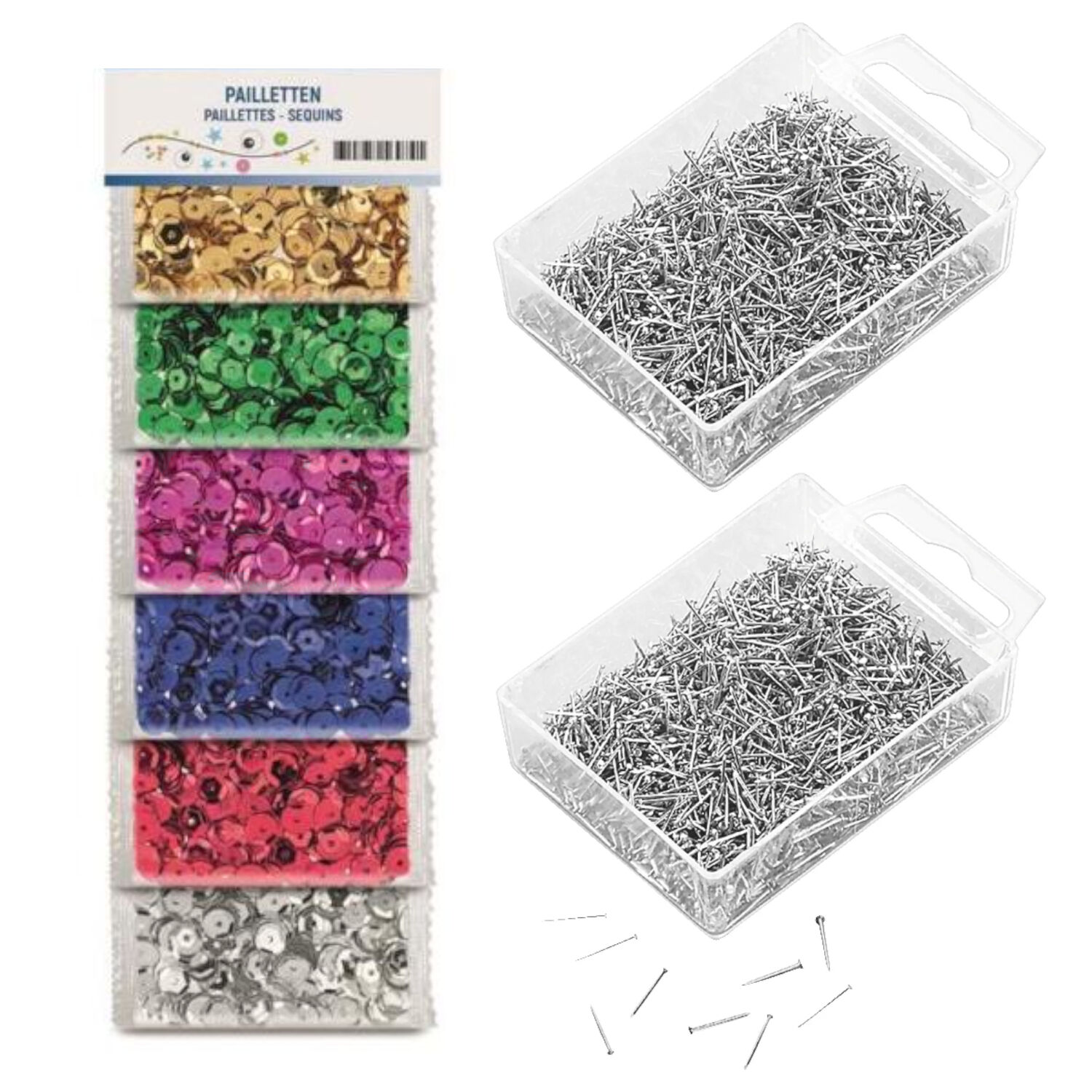 DIY Set Pailletten-Eier, Osterset, Geschenkset, 4 Styroporeier 8cm, 1 Pack Pailletten bunt sortiert, Stecknadeln 10mm Bild 3