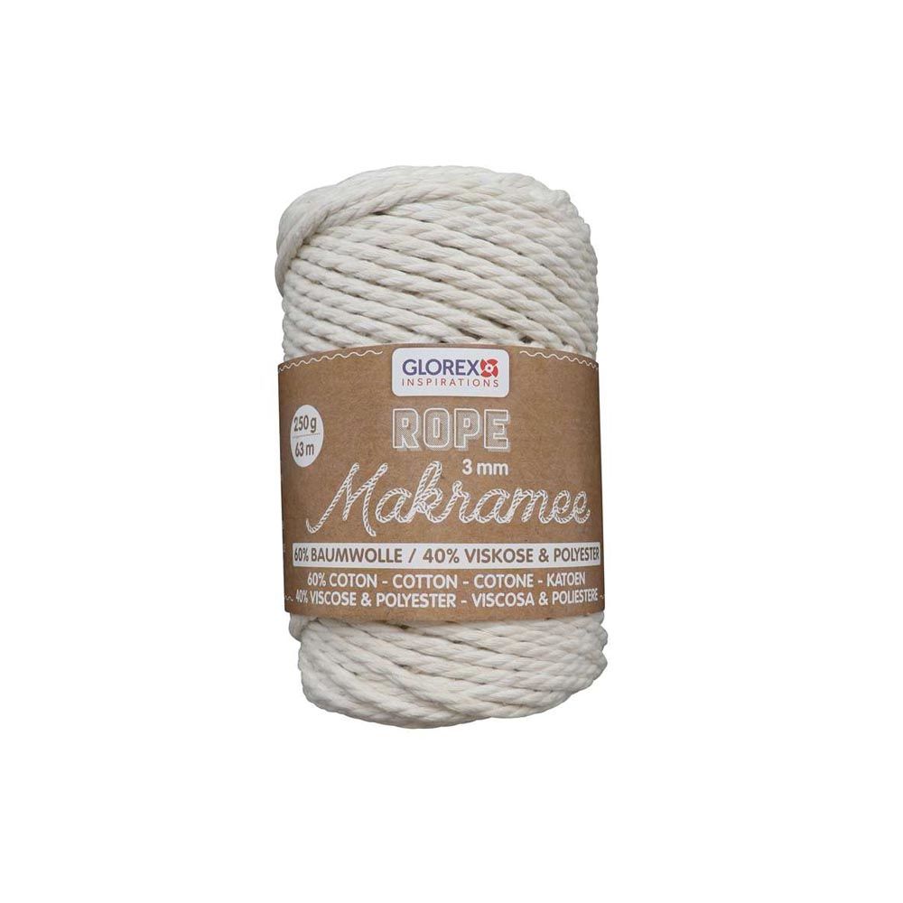 Create It Easy Textilgarn Rope / Makramee Kordel, 3mm, 250g, creme