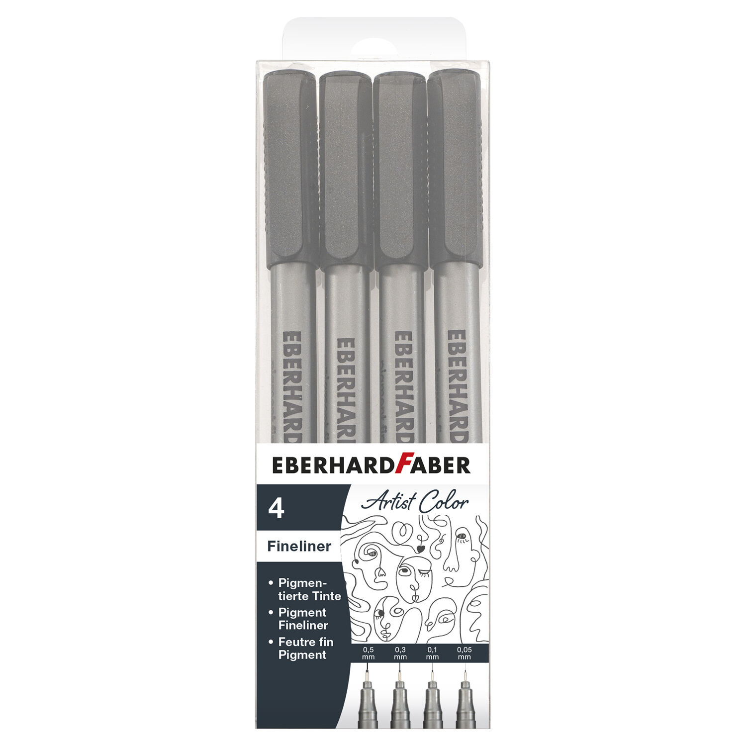 NEU EberhardFaber Pigment Fineliner Set, 4 Stifte in 4 Breiten