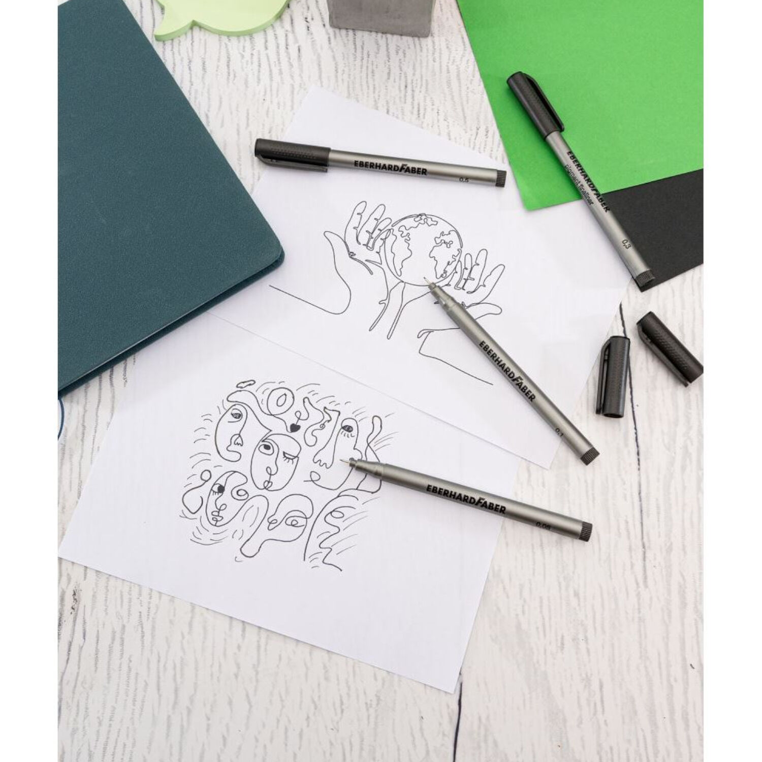 NEU EberhardFaber Pigment Fineliner Set, 4 Stifte in 4 Breiten Bild 3