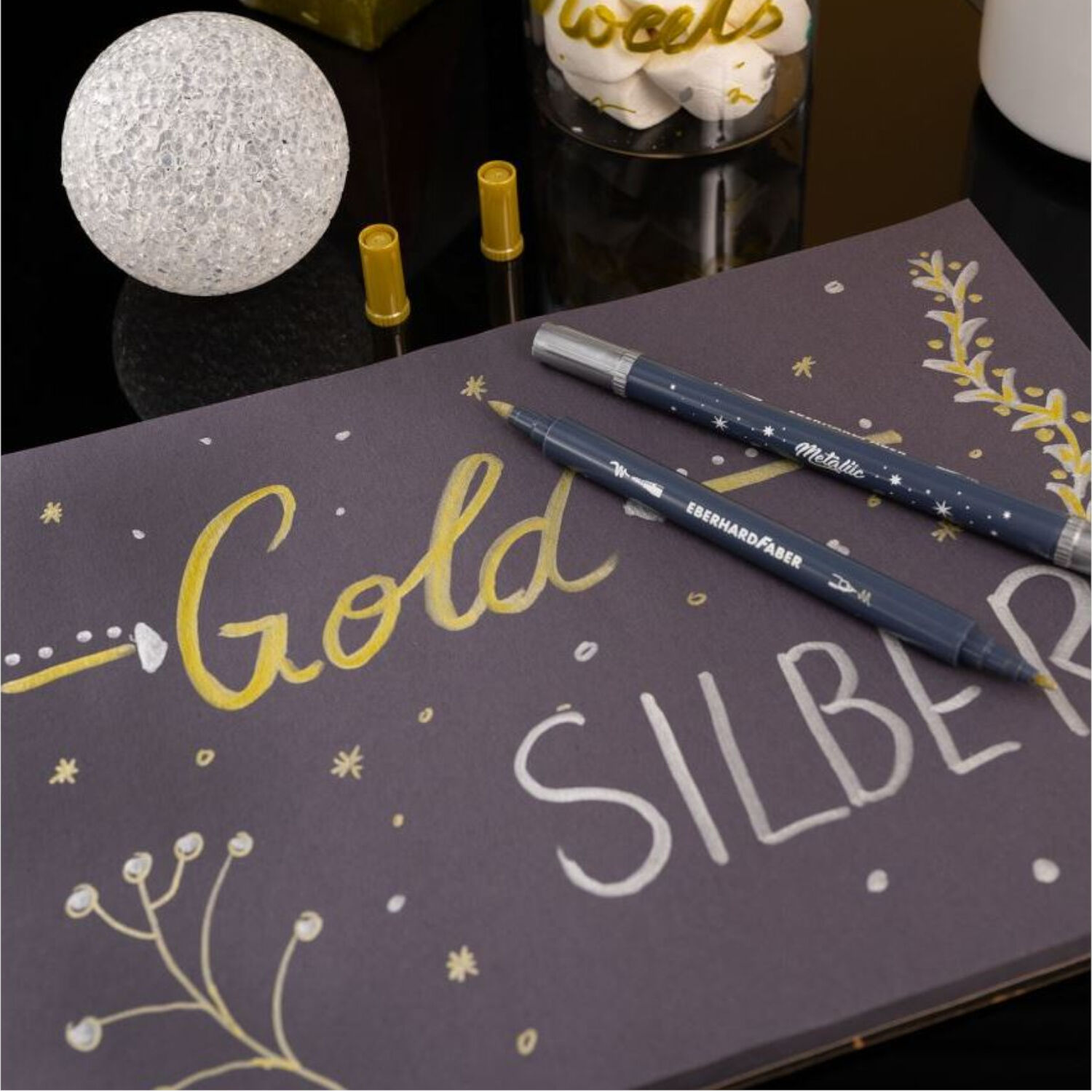 NEU EberhardFaber Metallic Marker Duo, 2er Set Gold & Silber Bild 3