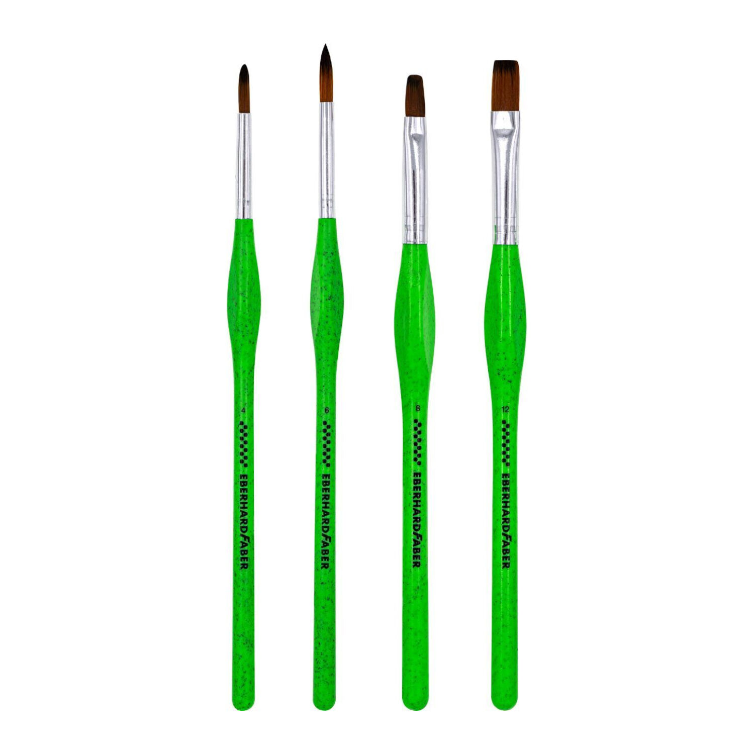 NEU EberhardFaber Green Winner, Synthetikpinsel Set, 4 Pinsel rund und flach Bild 2