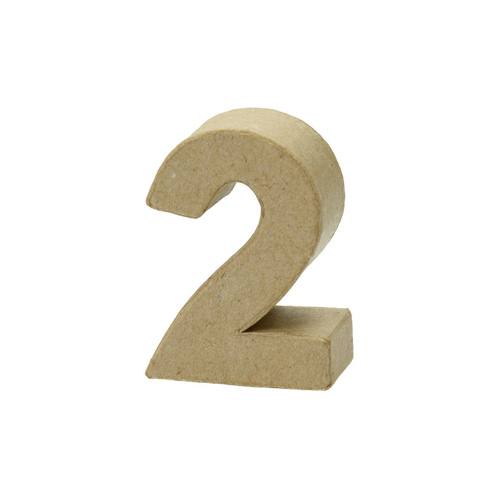 SALE Papp-Zahl, 2, Hhe 5 x Breite 3,4 x Tiefe 2 cm
