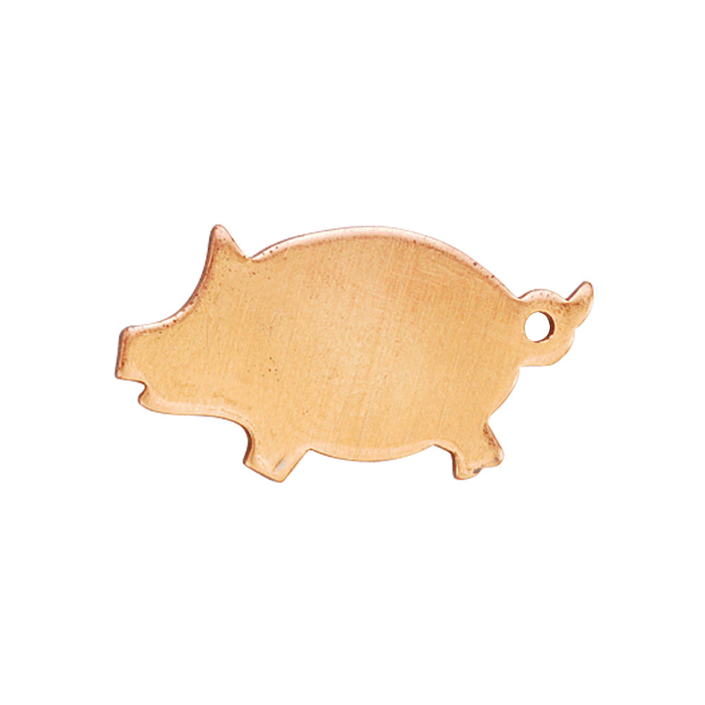 Kupferanhänger, Glücksschwein, Größe: ca. 24 x 13 mm, Efcolor / Emaille