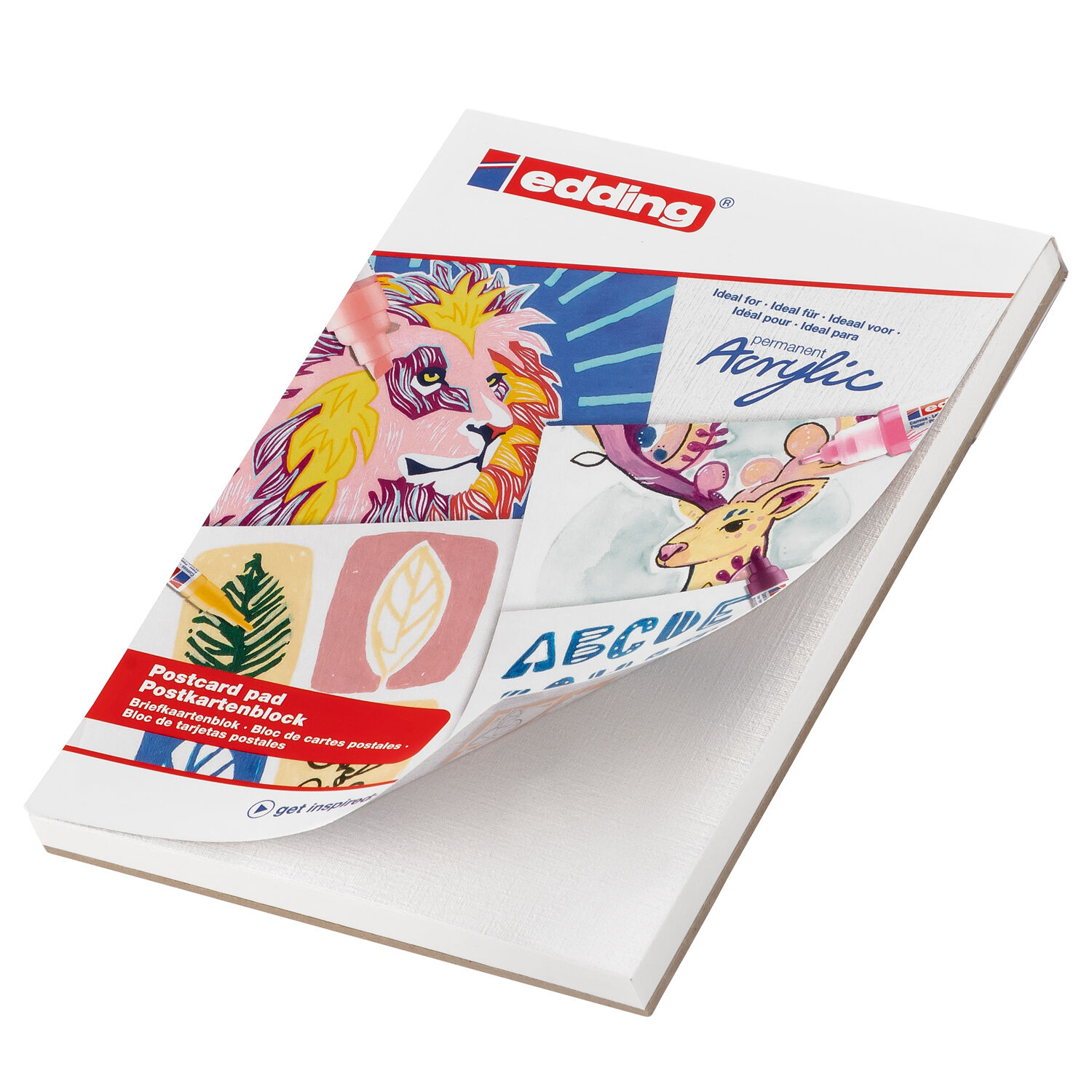 NEU Edding 30010 Acryl-Postkartenblock, wei, 20 Bltter in A6, 300 g/m dickes Acrylpapier Bild 2