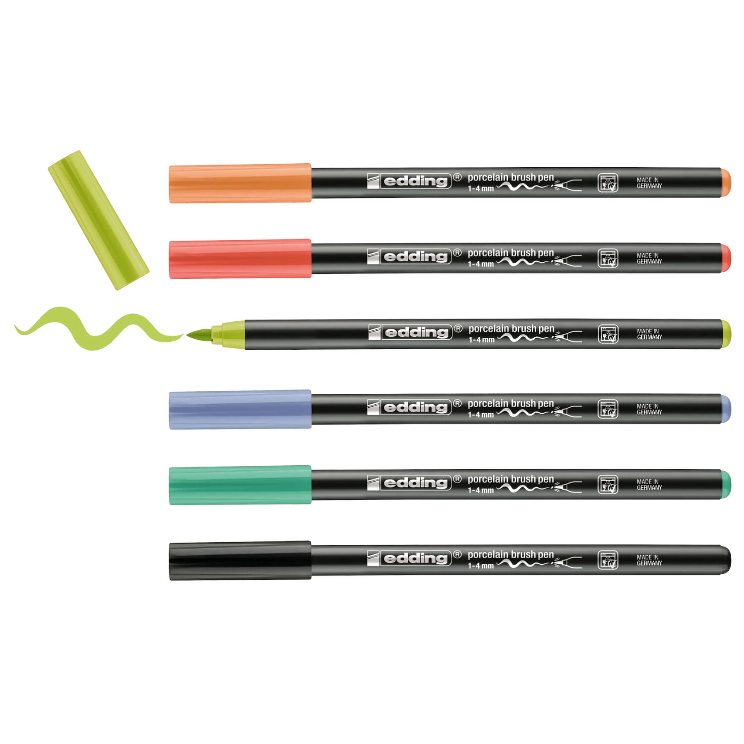 NEU Edding 4200 Porzellanstifte-Set Vivid, 1-4mm, 6 Brushpens Bild 2