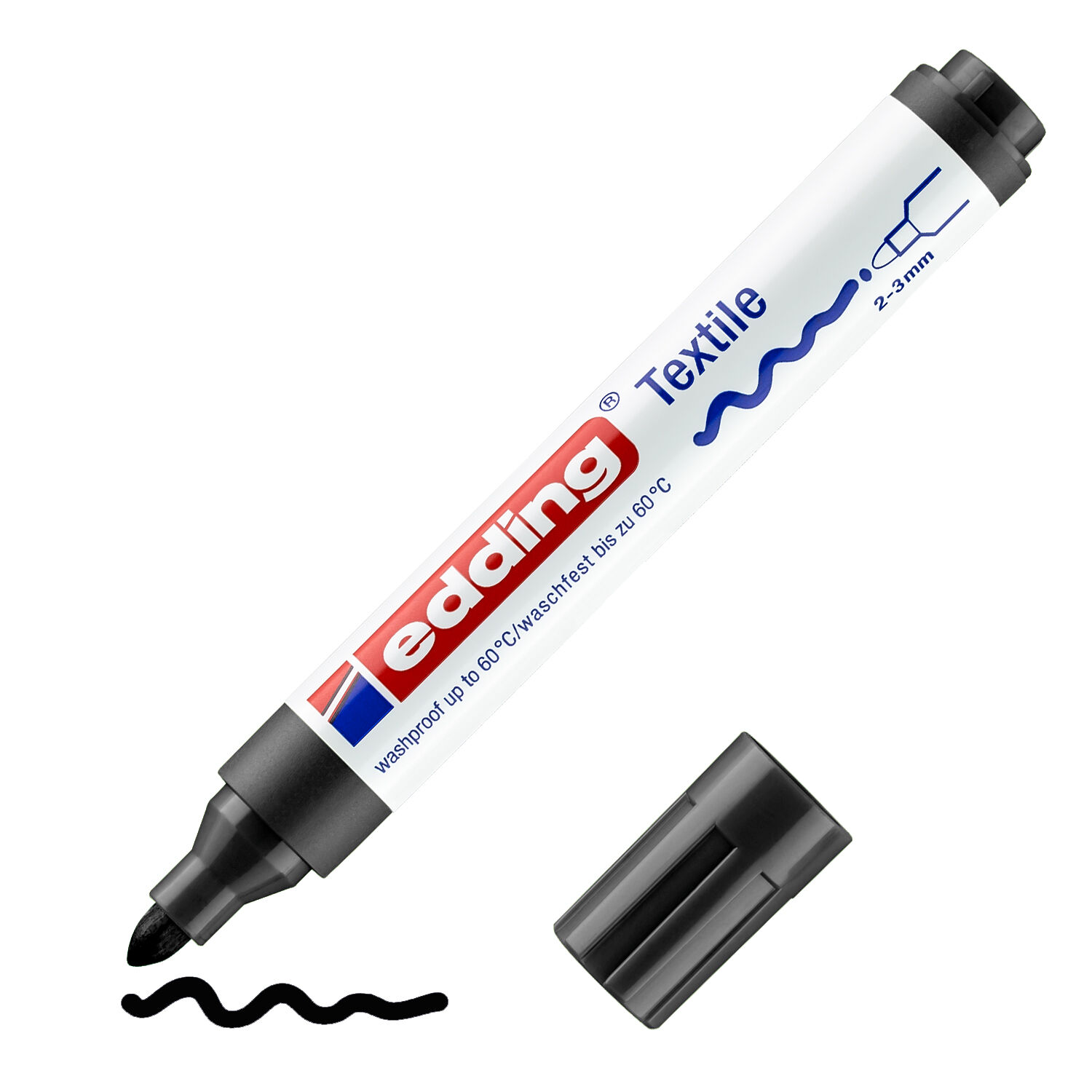 NEU Edding 4500 Textilmarker, Rundspitze 2-3 mm, Stoffmalstift, Textilstift zum Stoff bemalen, Schwarz