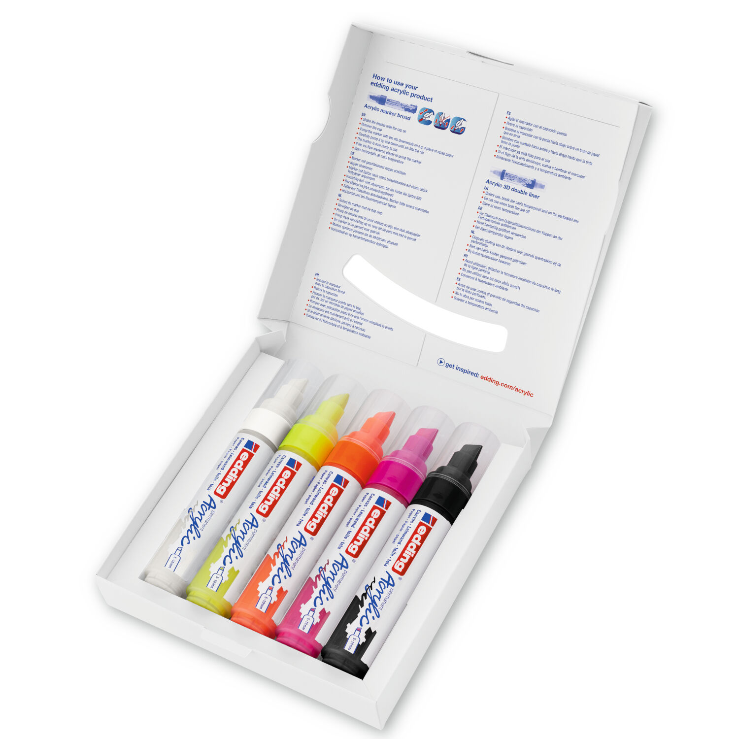 Edding 5000 Acrylmarker breit 5er-Set, Neonfarben Bild 2