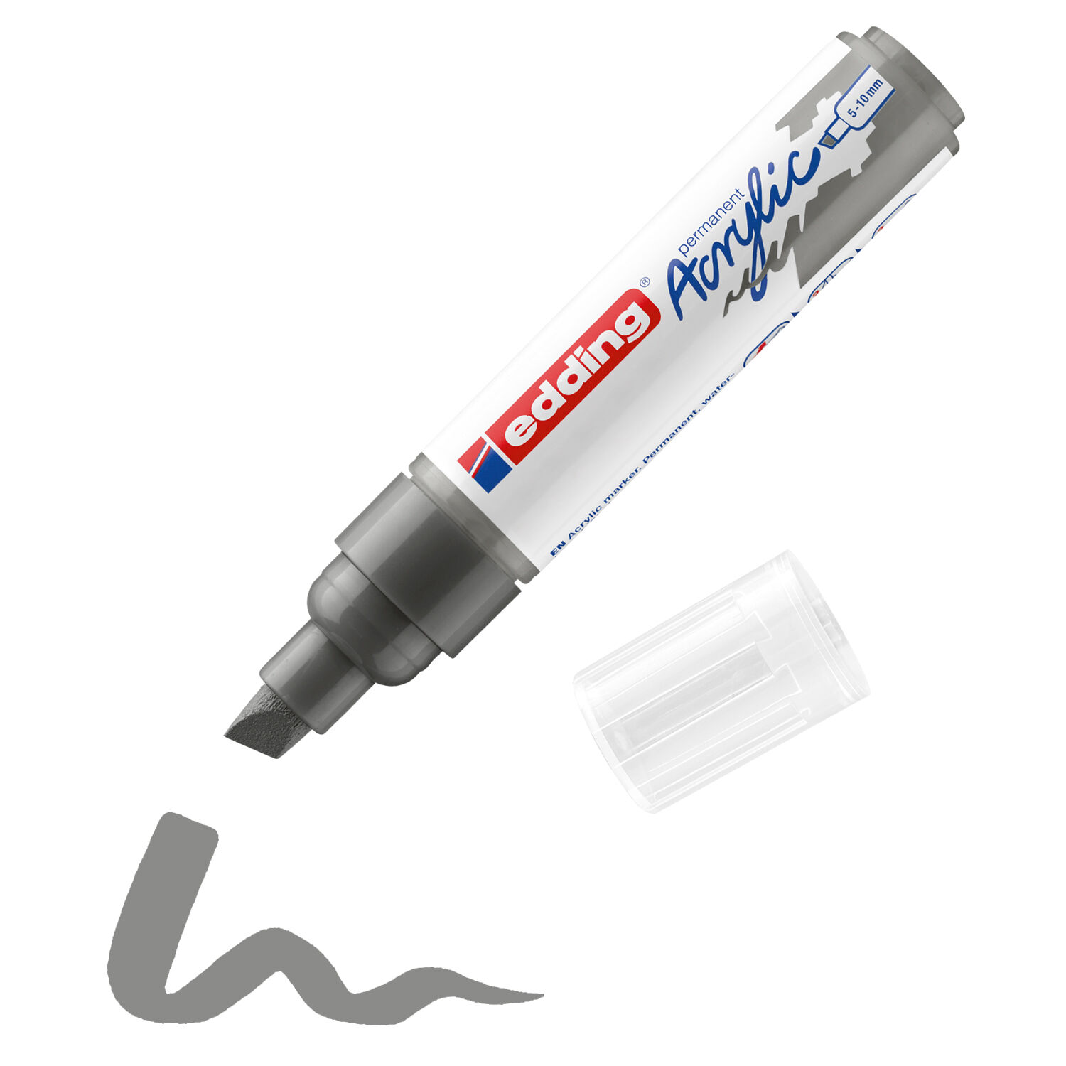 NEU Edding 5000 Acrylmarker breit, breite Keilspitze 5-10 mm, Universal-Acrylstift, wasserfest, Grau