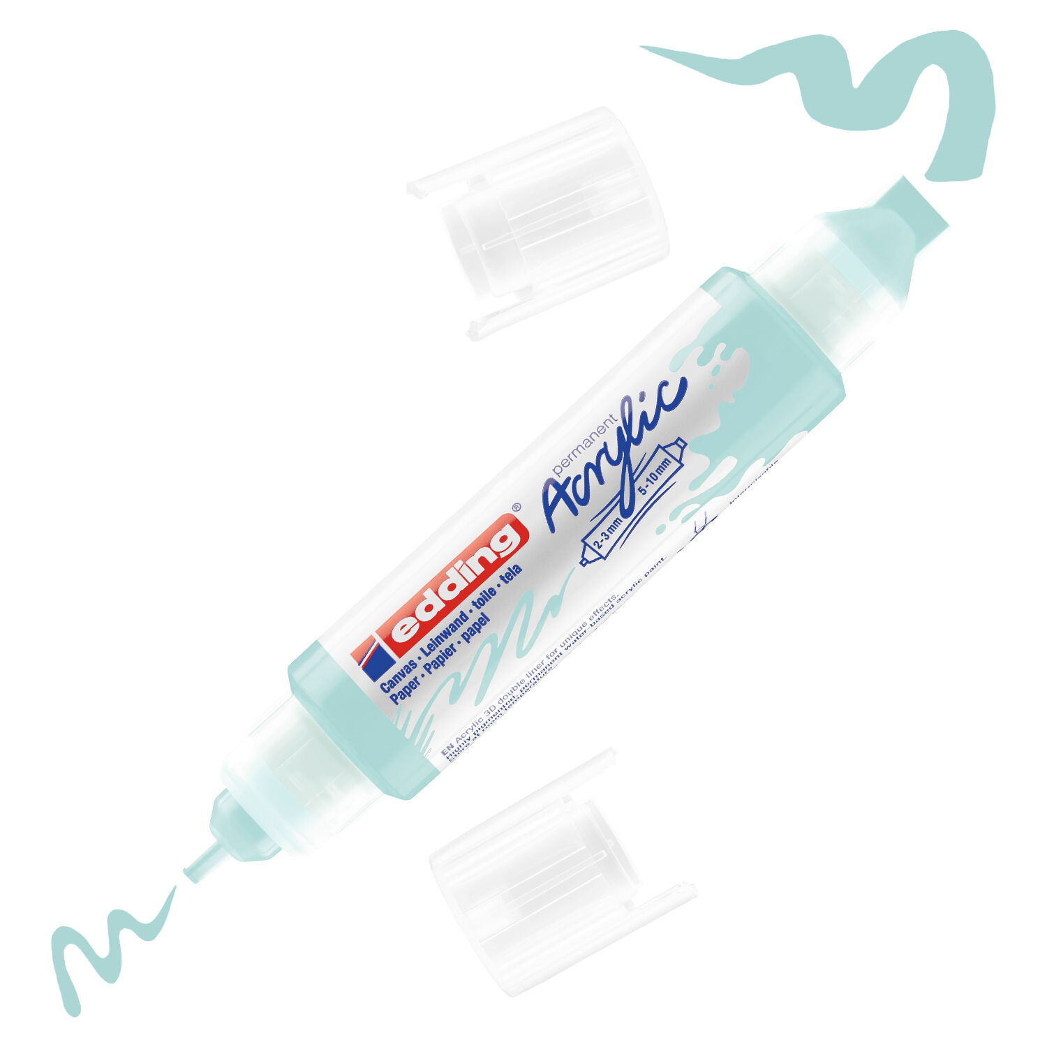 SALE Edding 5400 Acryl 3D Double Liner, Doppel-Spitze 2-3,5-10 mm, Universal-Acrylstift, wasserfest, Pastell-Blau