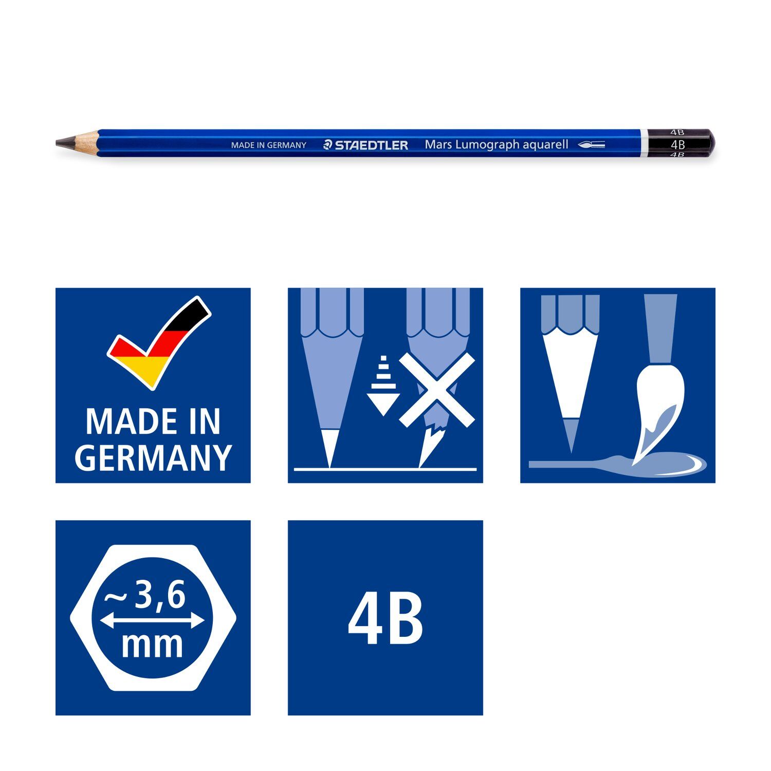 Staedtler Zeichenbleistift, Mars Lumograph Aquarell 100A, 1 Stck, Hrtegrad: 4B Bild 4