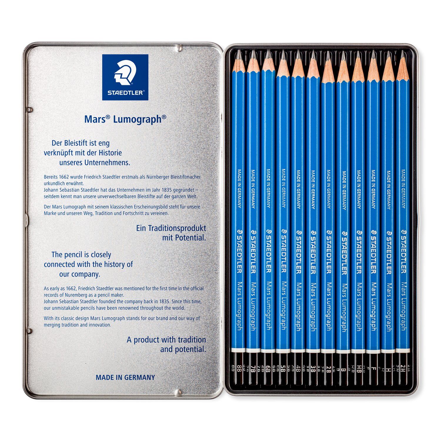 Staedtler Bleistift- Set, Mars Lumograph 100, 12 Stck, sortierte Hrtegrade Bild 2