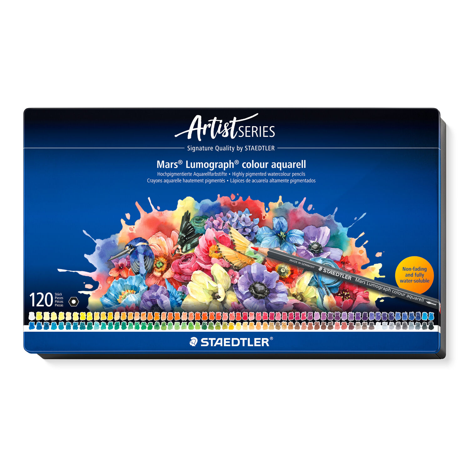 Staedtler Metalletui mit 120 Aquarell-Farbstiften Mars Lumograph