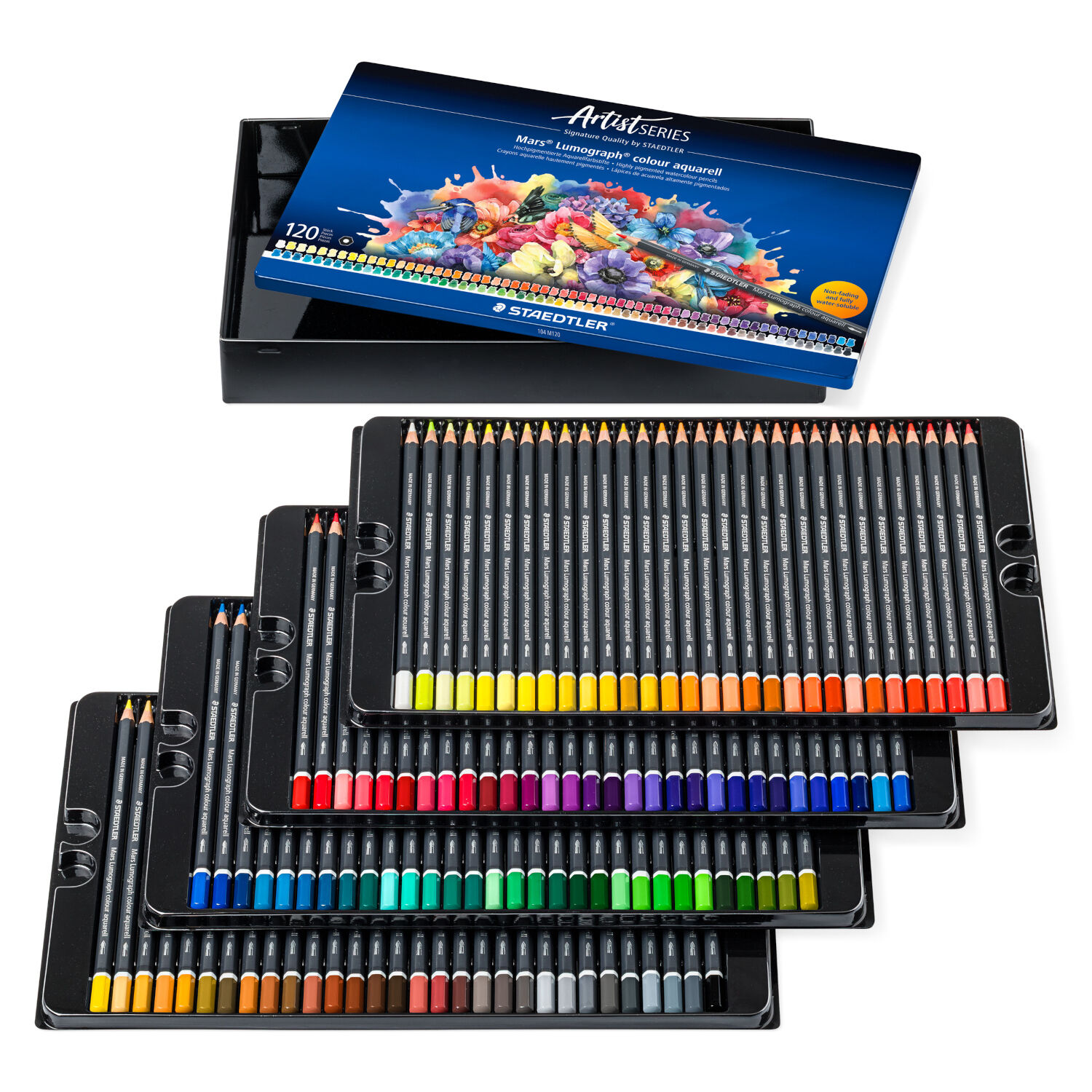Staedtler Metalletui mit 120 Aquarell-Farbstiften Mars Lumograph Bild 2