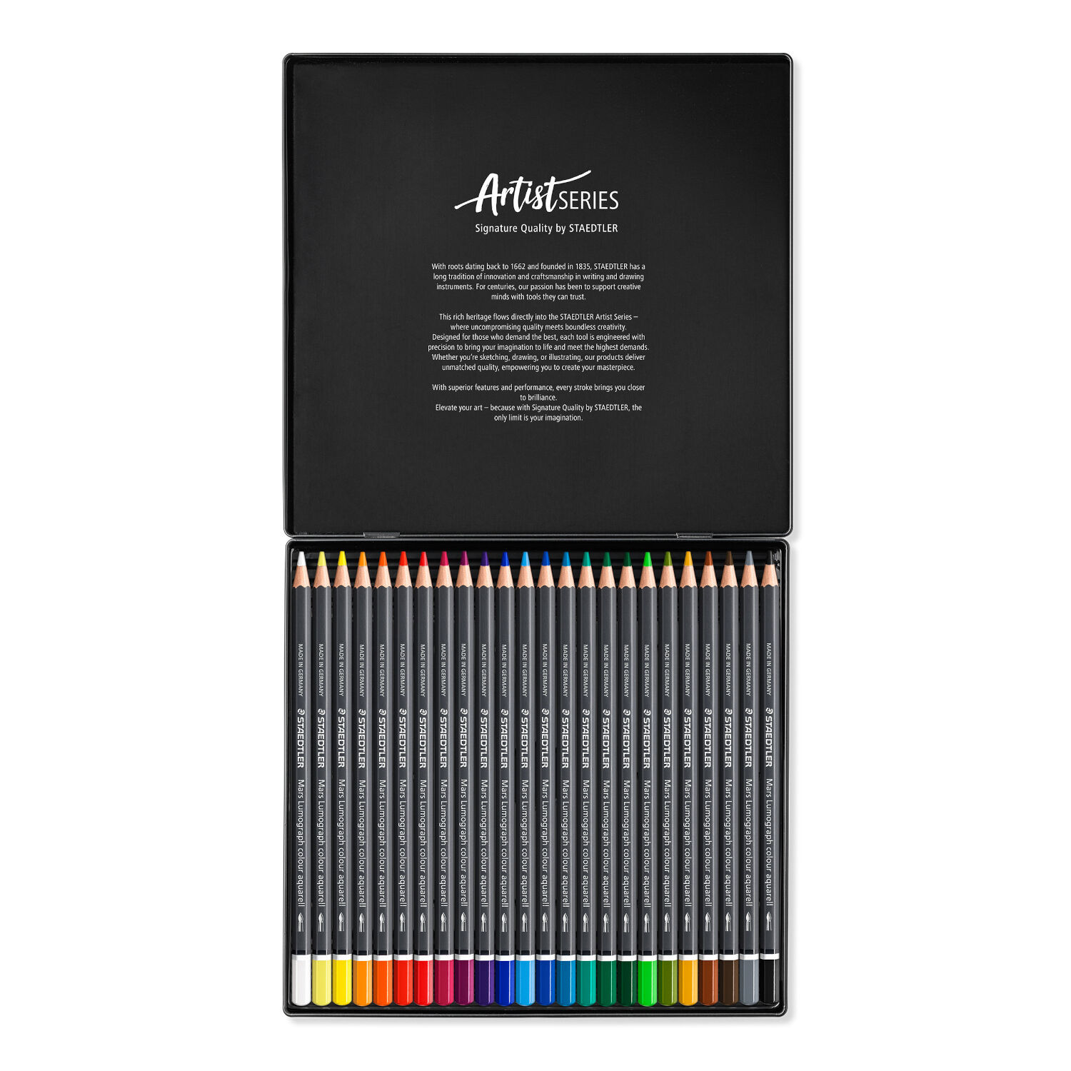 Staedtler Metalletui mit 24 Aquarell-Farbstiften Mars Lumograph Bild 2