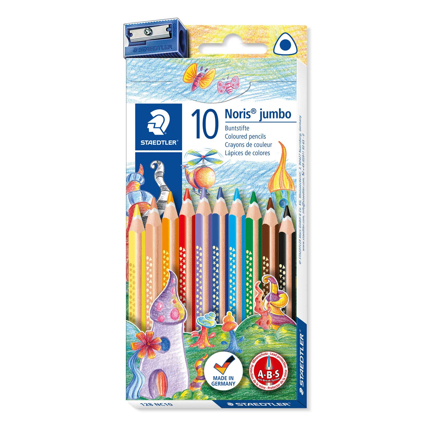 NEU Kartonetui mit 10 Buntstiften Noris Jumbo in sortierten Farben, Mine: 4mm
