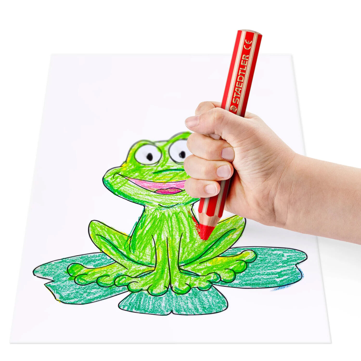 NEU Kartonetui mit 6 Malstiften Staedtler Noris Junior in sortierten Farben inkl. Spitzer, Mine: 10mm Bild 3
