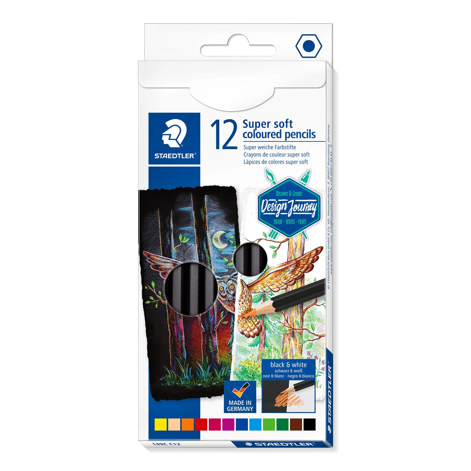 NEU Kartonetui mit 12 Farbstiften Super Soft in sortierten Farben