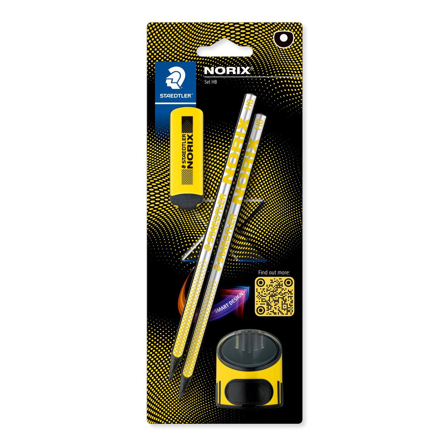 Staedtler Bleistift NORIX, Gelbes Set, 2 Bleistifte HB + Radier & Spitzer