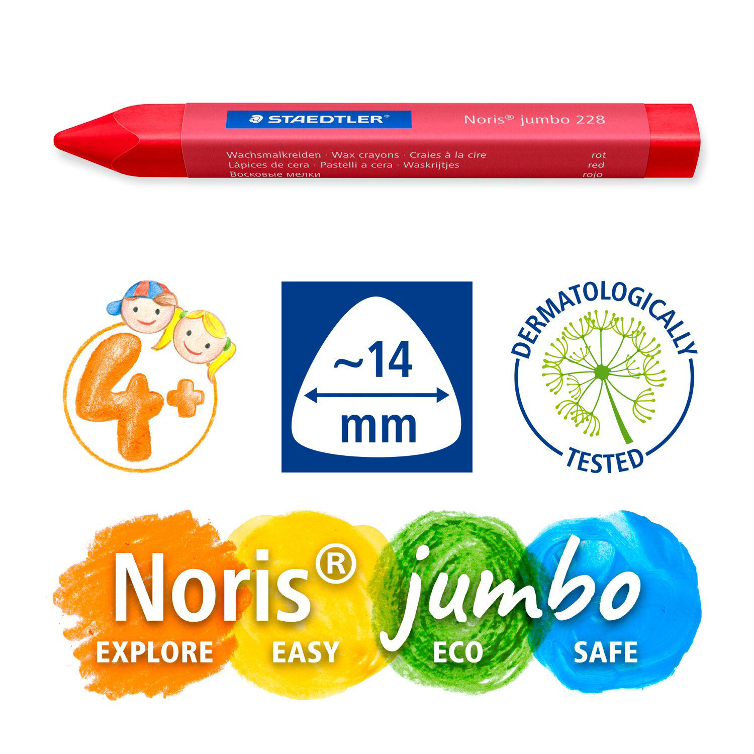 Staedtler Wachsmalkreide Noris jumbo, Sechskant 14 mm, 9 Farben sortiert Bild 5