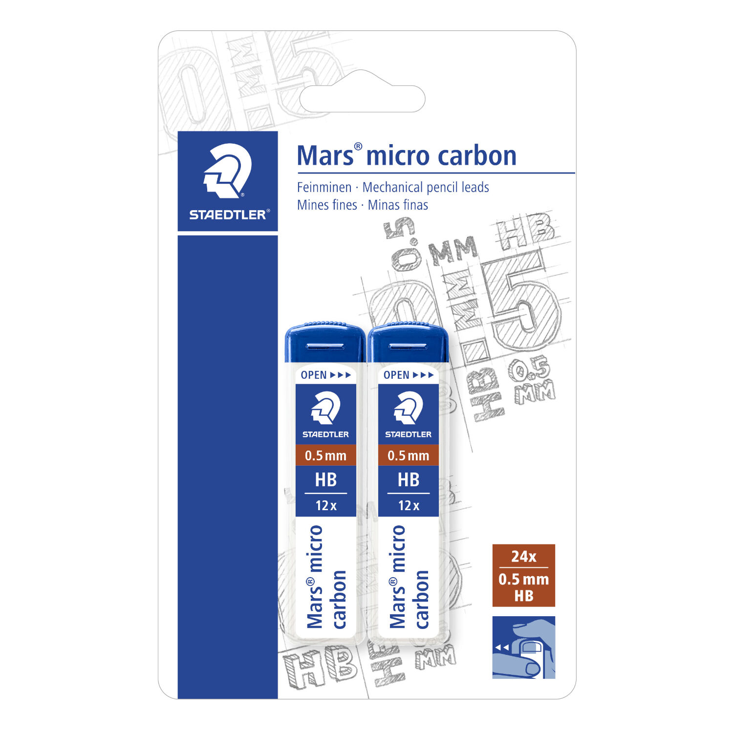 NEU Mars micro carbon Feinminen fr Druckbleistifte, 0,5mm, 2x 12 Stck