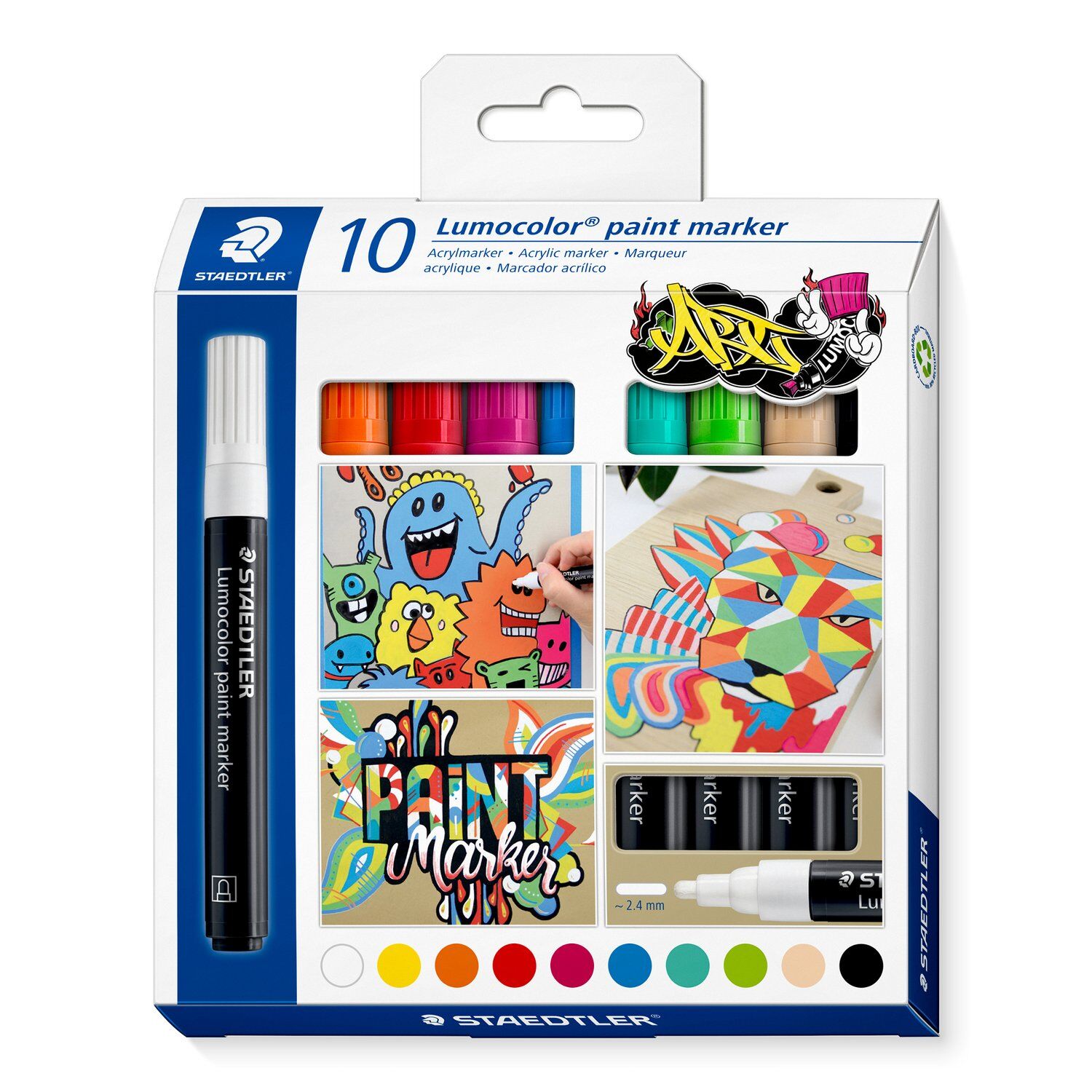 Staedtler Acrylmarker Lumocolor, 10 Stck sortiert