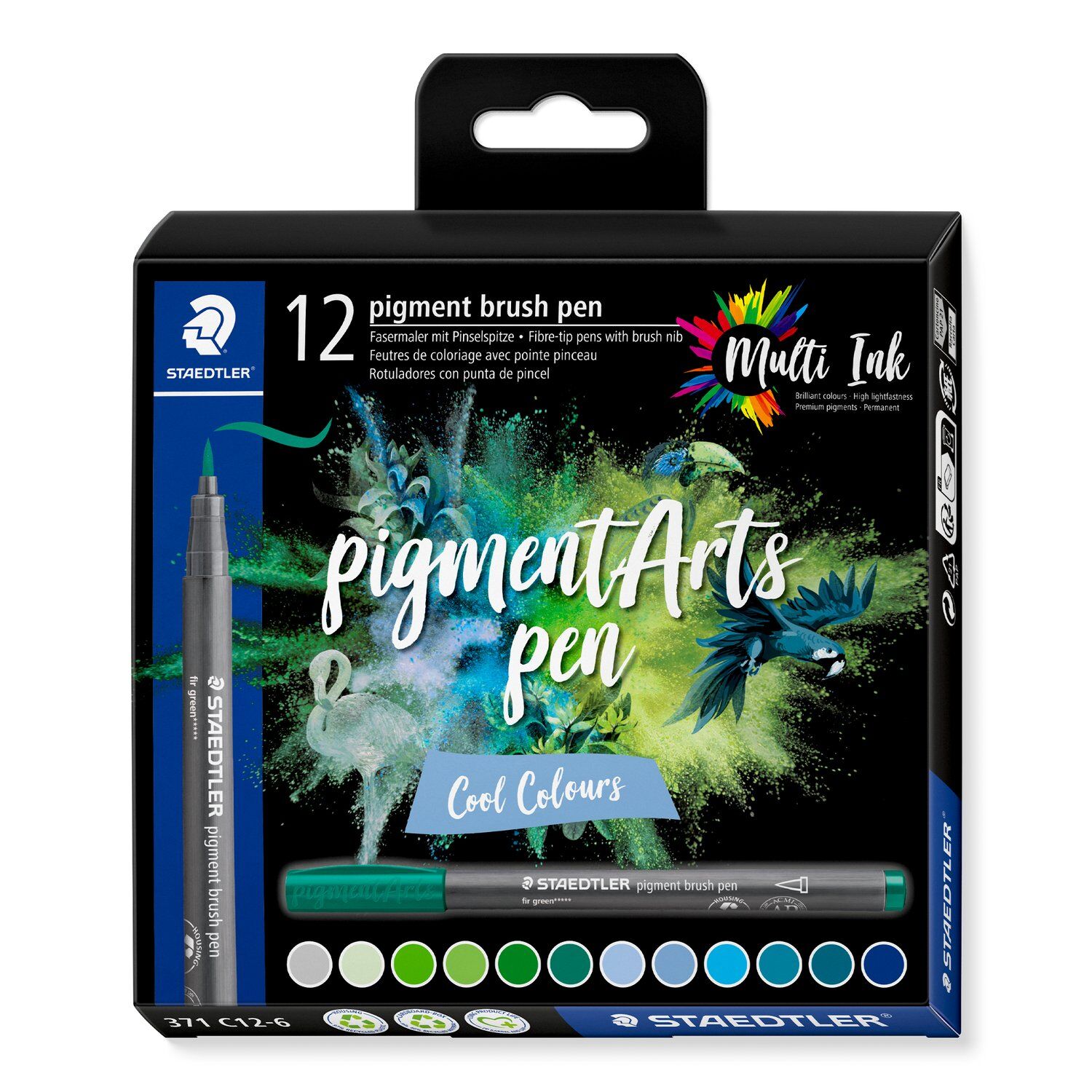 Staedtler Pigment Arts Brush Pen 12er Set, Kalte Farben