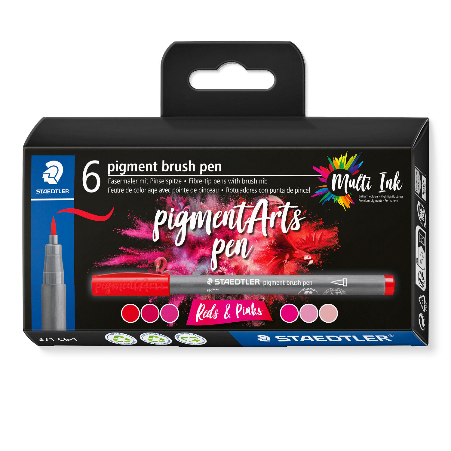 NEU Staedtler Pigment Brush Pen Set, Reds & Pinks, 6 Stifte