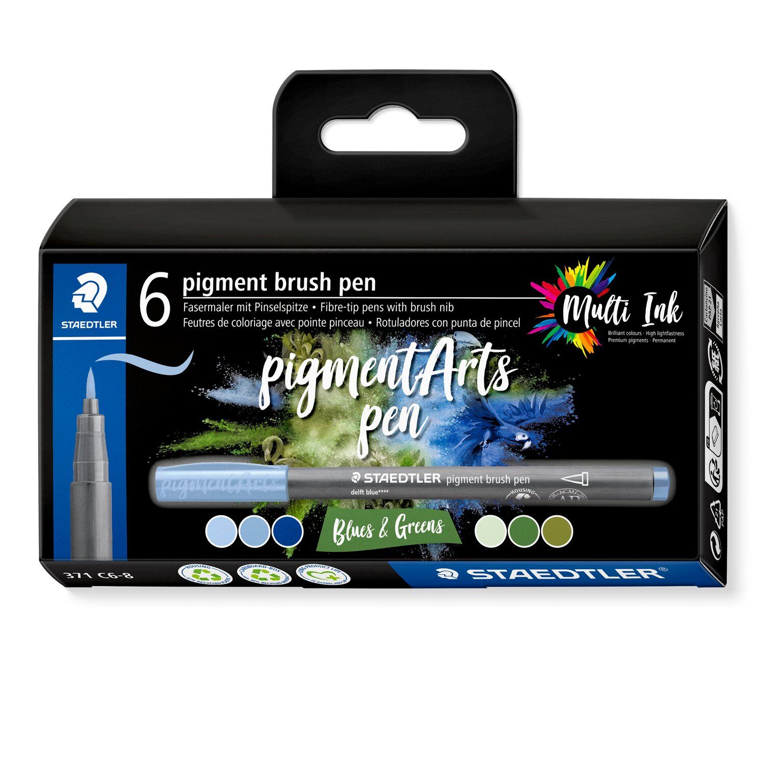 Staedtler Pigment Arts Brush Pen 6er Set, Blau-Grn-Tne