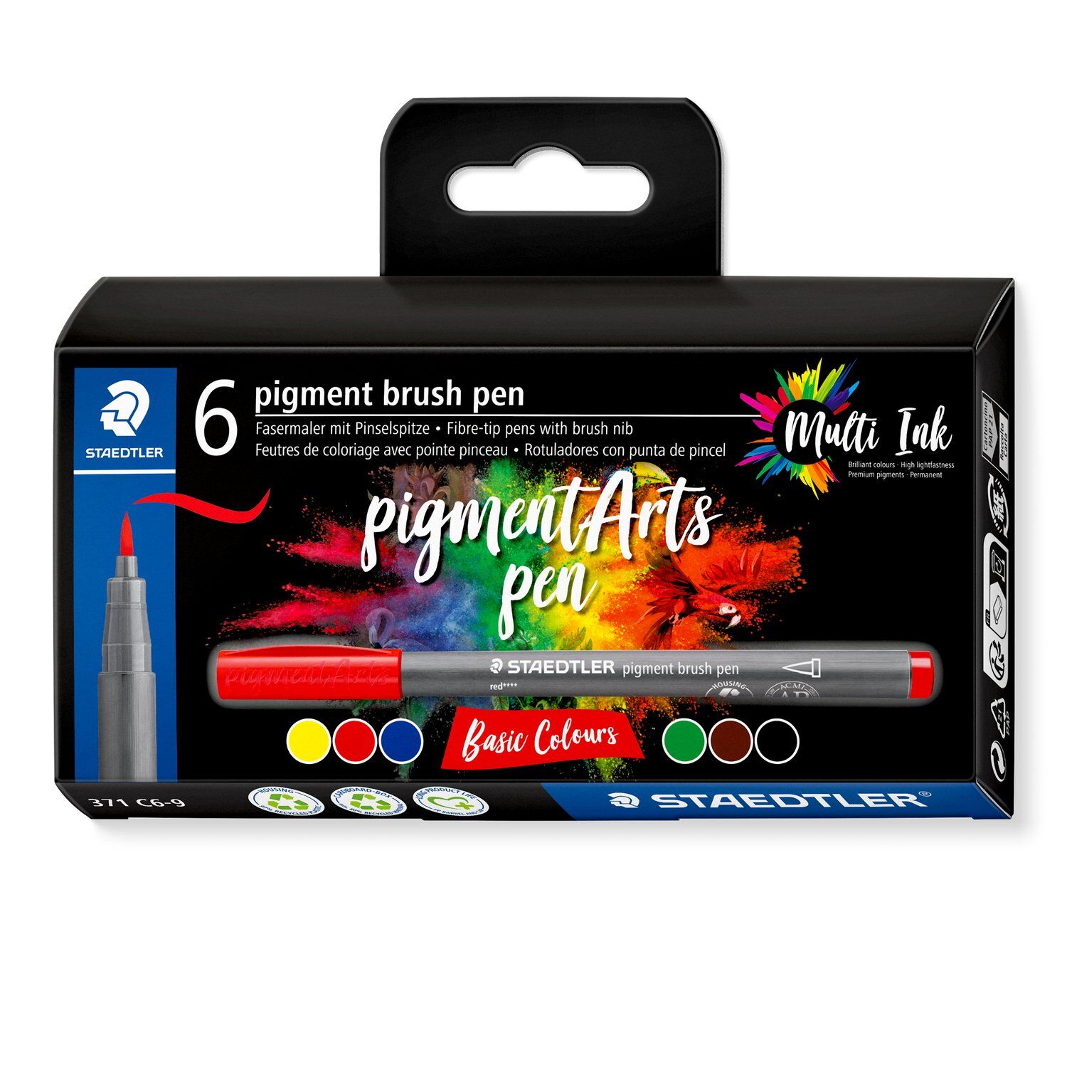 Staedtler Pigment Arts Brush Pen 6er Set, Basic-Tne