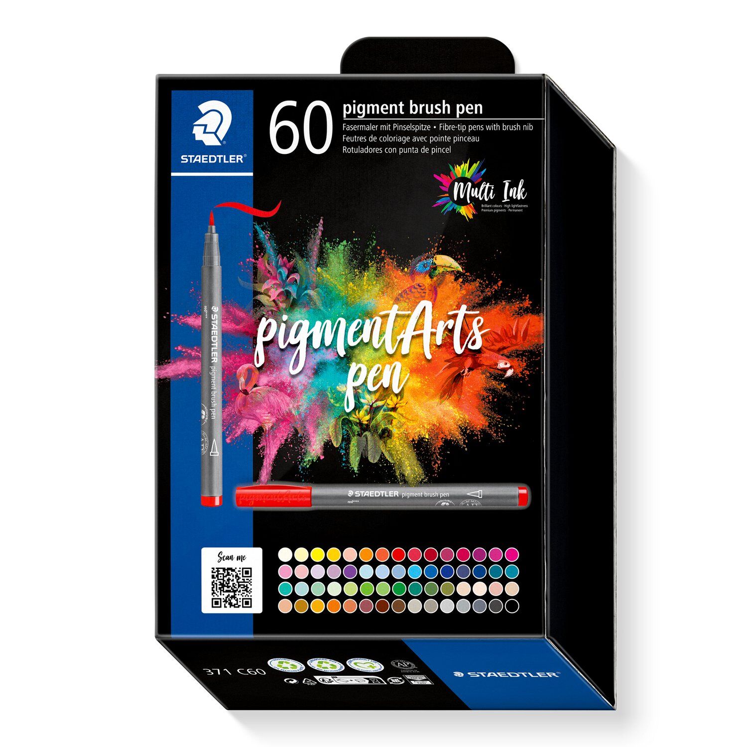 Staedtler Pigment Arts Brush Pen Set, 60 Farben